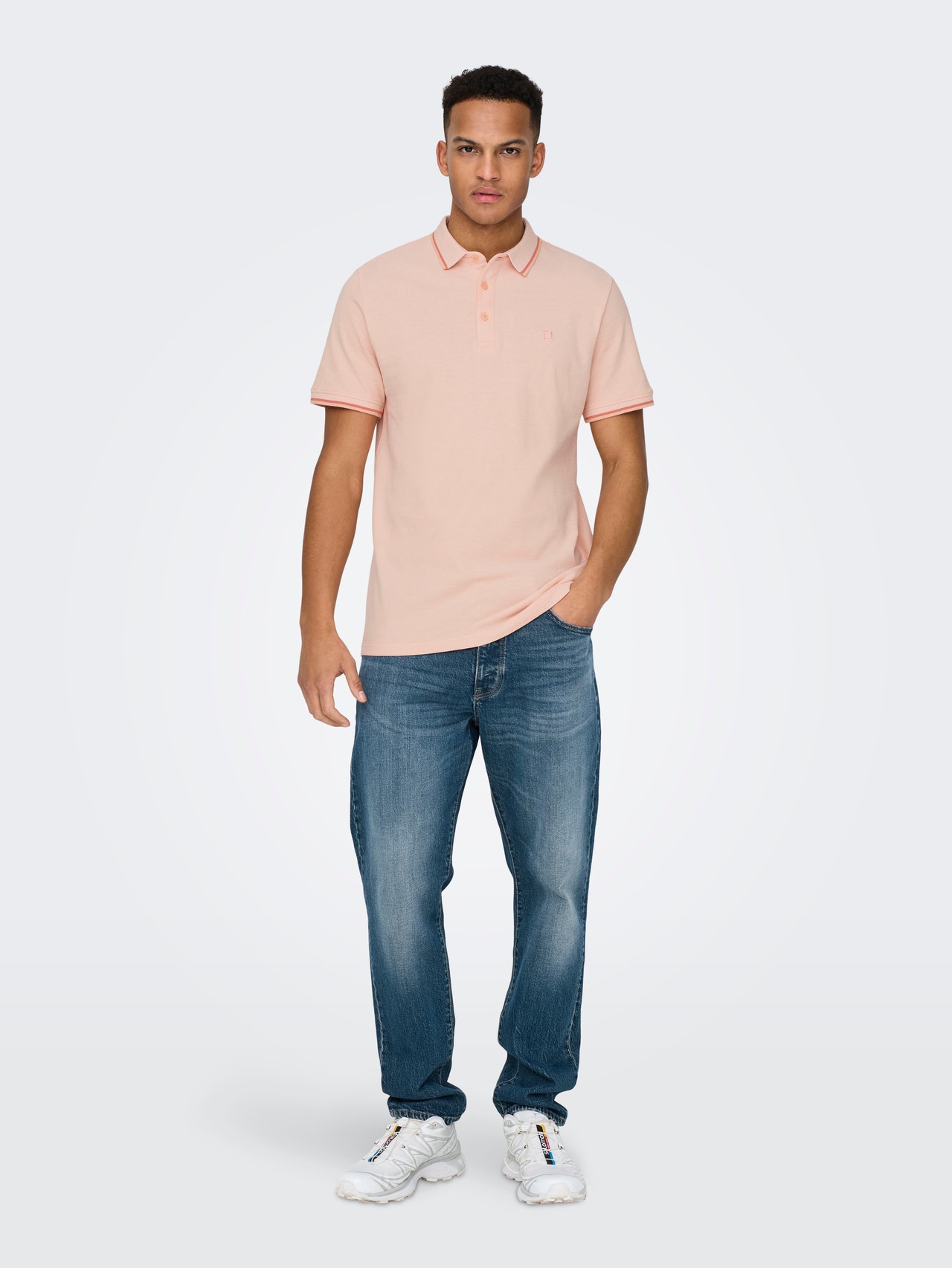 ONLY & SONS Regular Fit Polo Polo-Shirt -Peach Nectar - 22024827