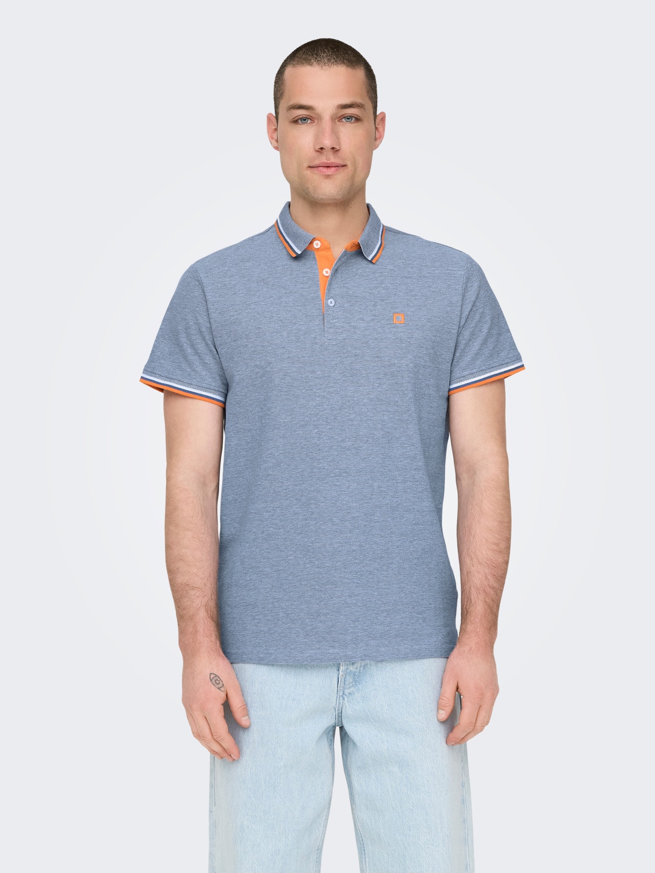 ONLY & SONS Regular Fit Polo Poloskjorte -Medium Blue Denim - 22024827