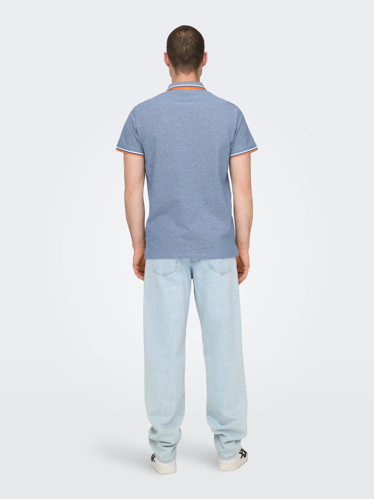 ONLY & SONS Normal geschnitten Polokragen Poloshirt -Medium Blue Denim - 22024827