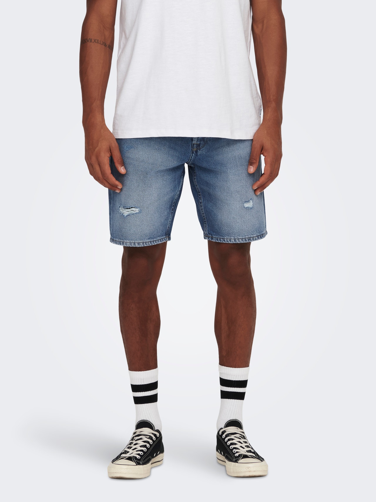 ONLY & SONS Locker geschnitten Mittlere Taille Shorts -Medium Blue Denim - 22024850