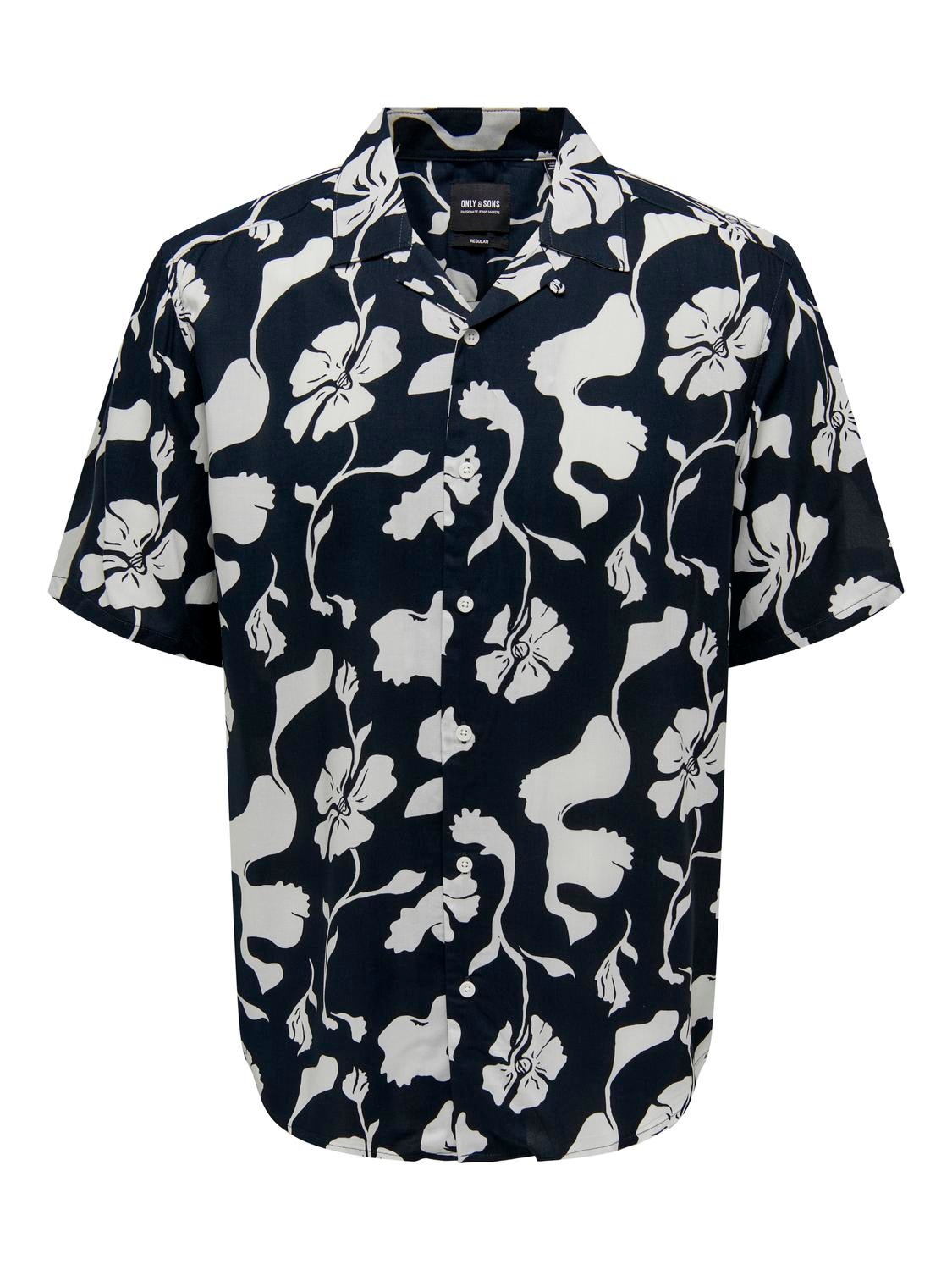 ONLY & SONS Regular Fit Resort collar Shirt -Dark Navy - 22024907