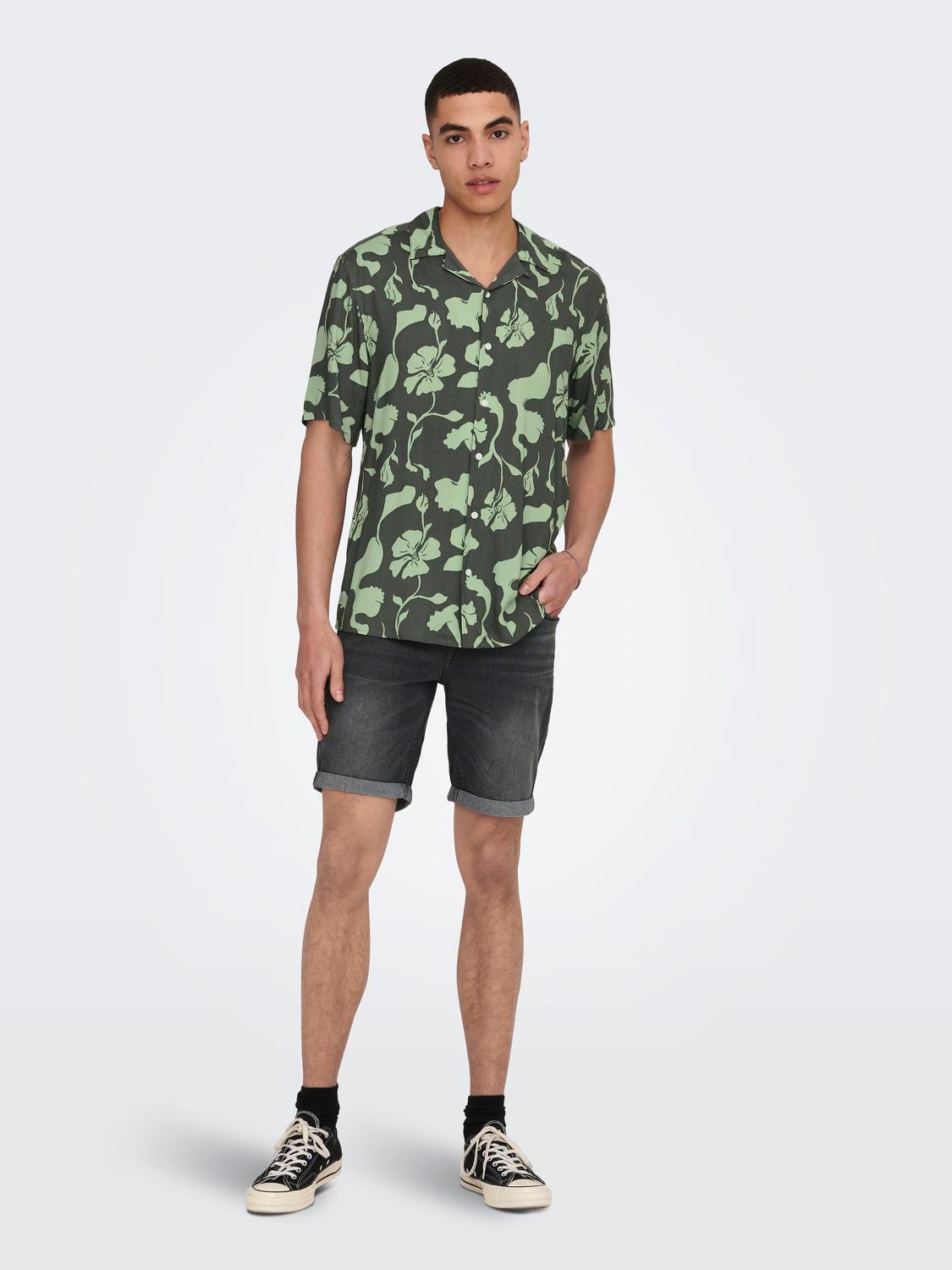 ONLY & SONS Regular fit Resort kraag Overhemd -Castor Gray - 22024907