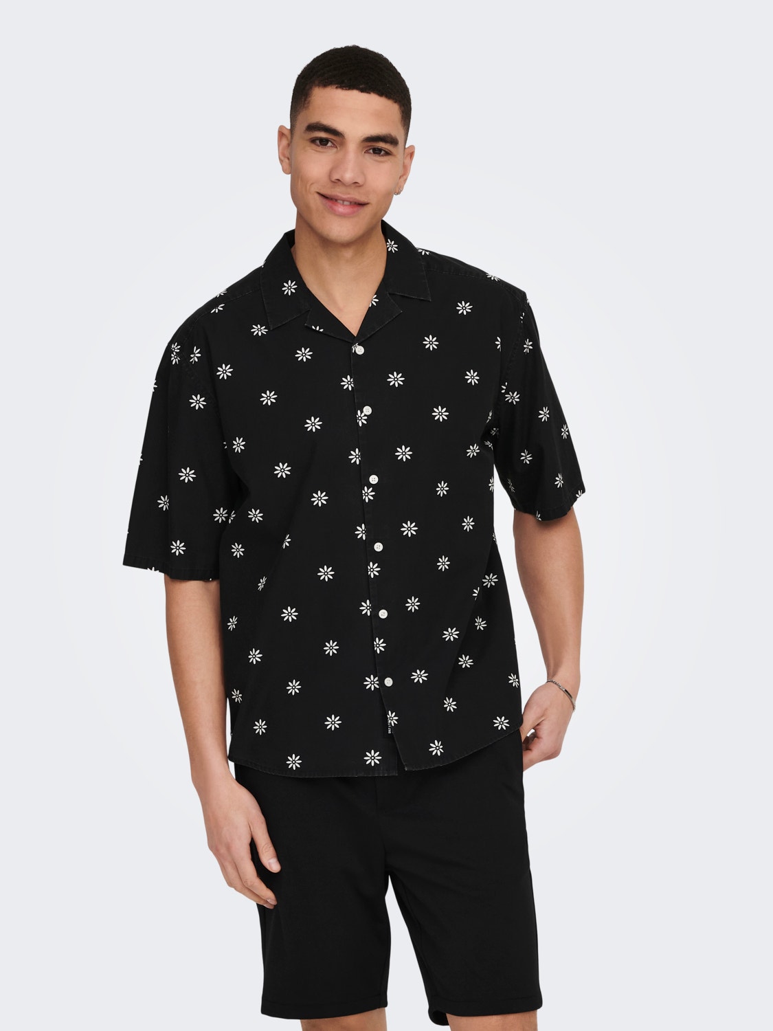 ONLY & SONS Camisas Corte relaxed Cuello cubano -Black - 22024930
