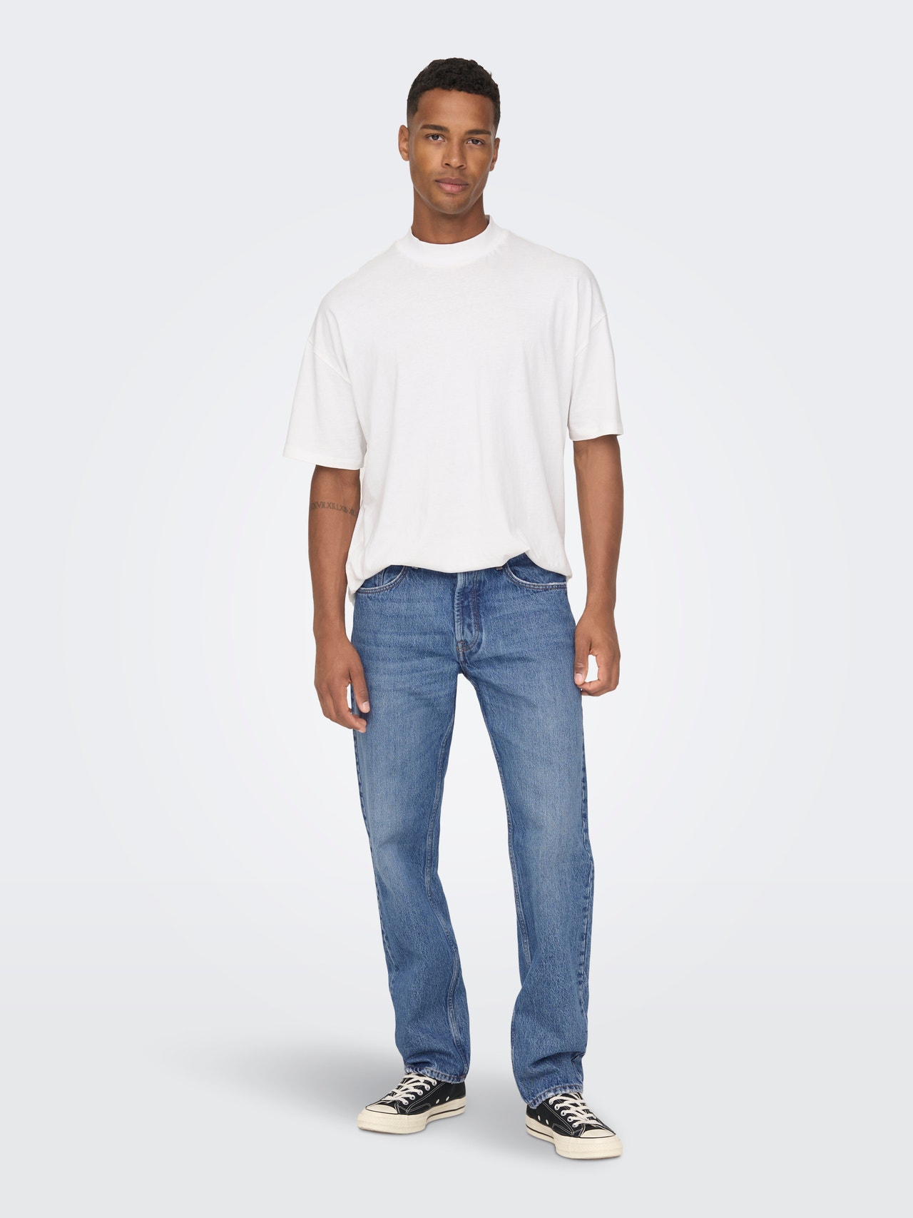 ONLY & SONS Straight Fit Mid waist Jeans -Medium Blue Denim - 22024939