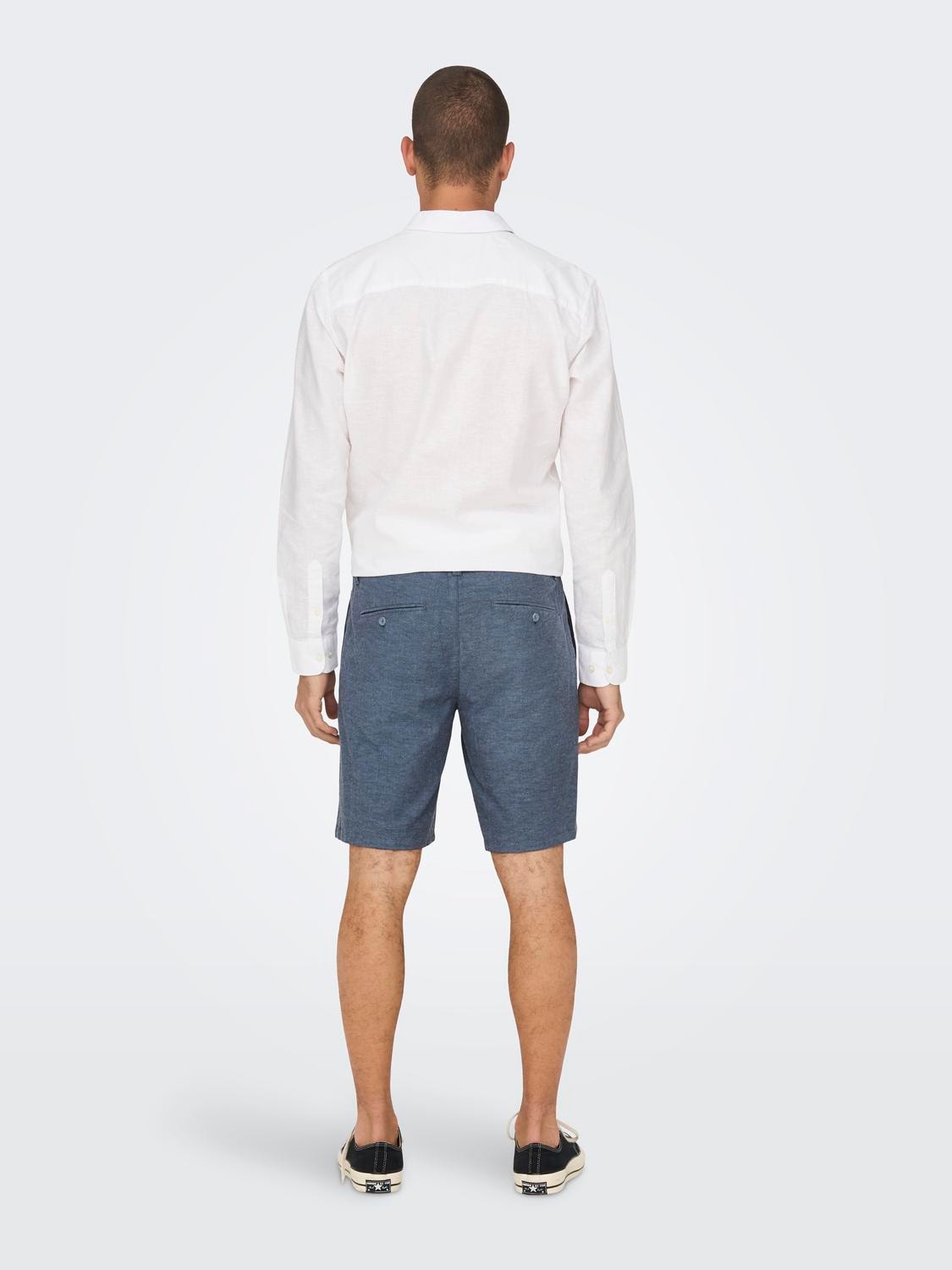 ONLY & SONS Regular Fit Linen Shorts -Dark Navy - 22024940