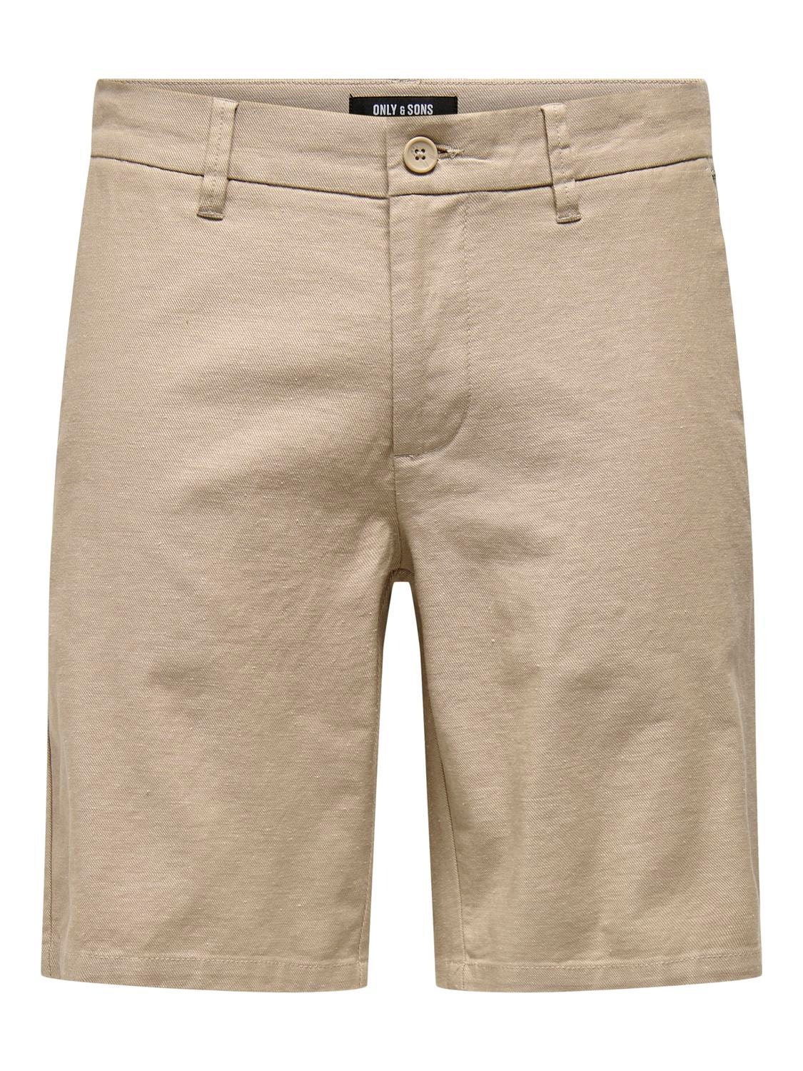 ONLY & SONS Regular Fit Linen Shorts -Chinchilla - 22024940