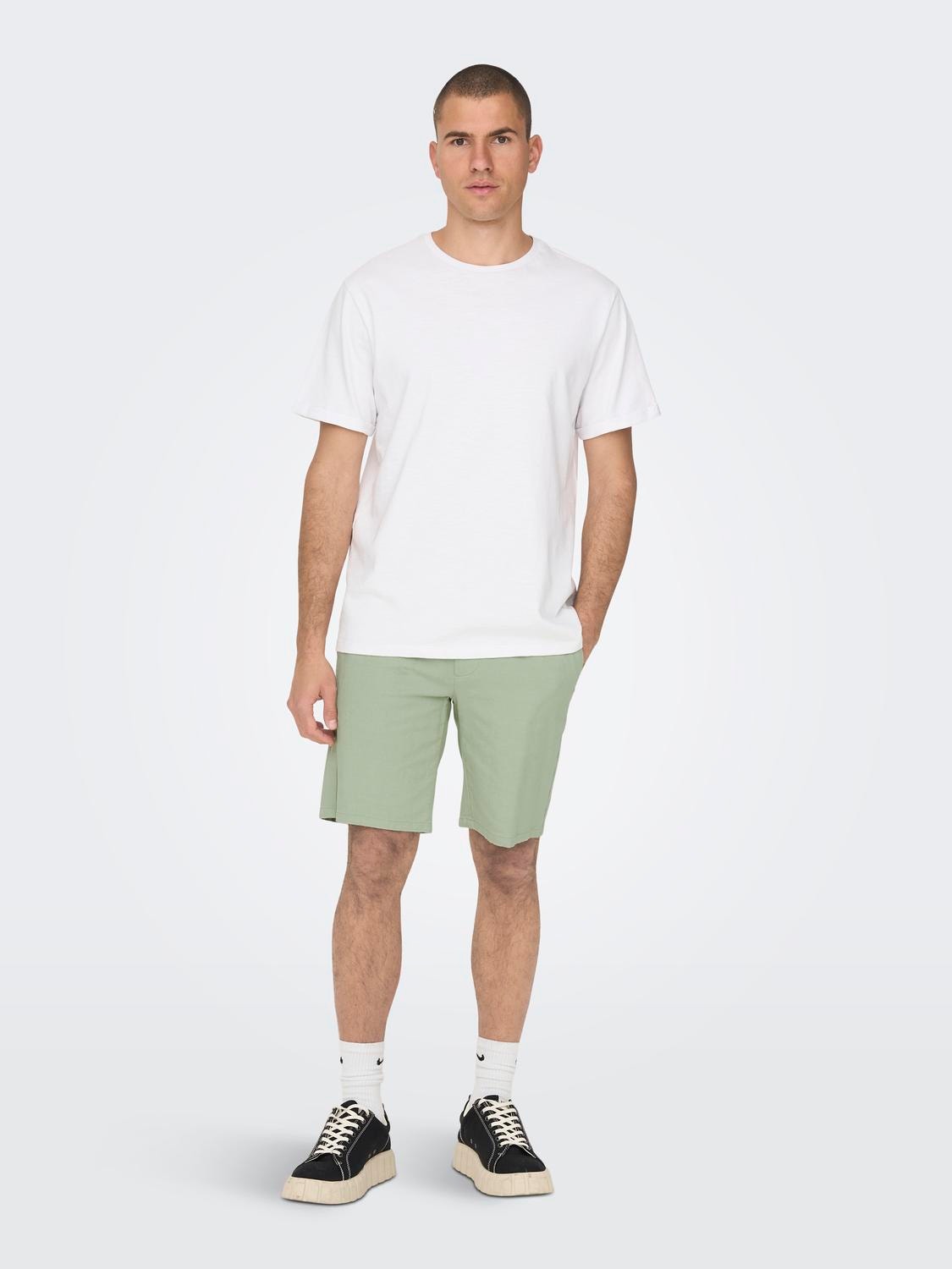 ONLY & SONS Regular Fit Linen Shorts -Moonstruck - 22024940