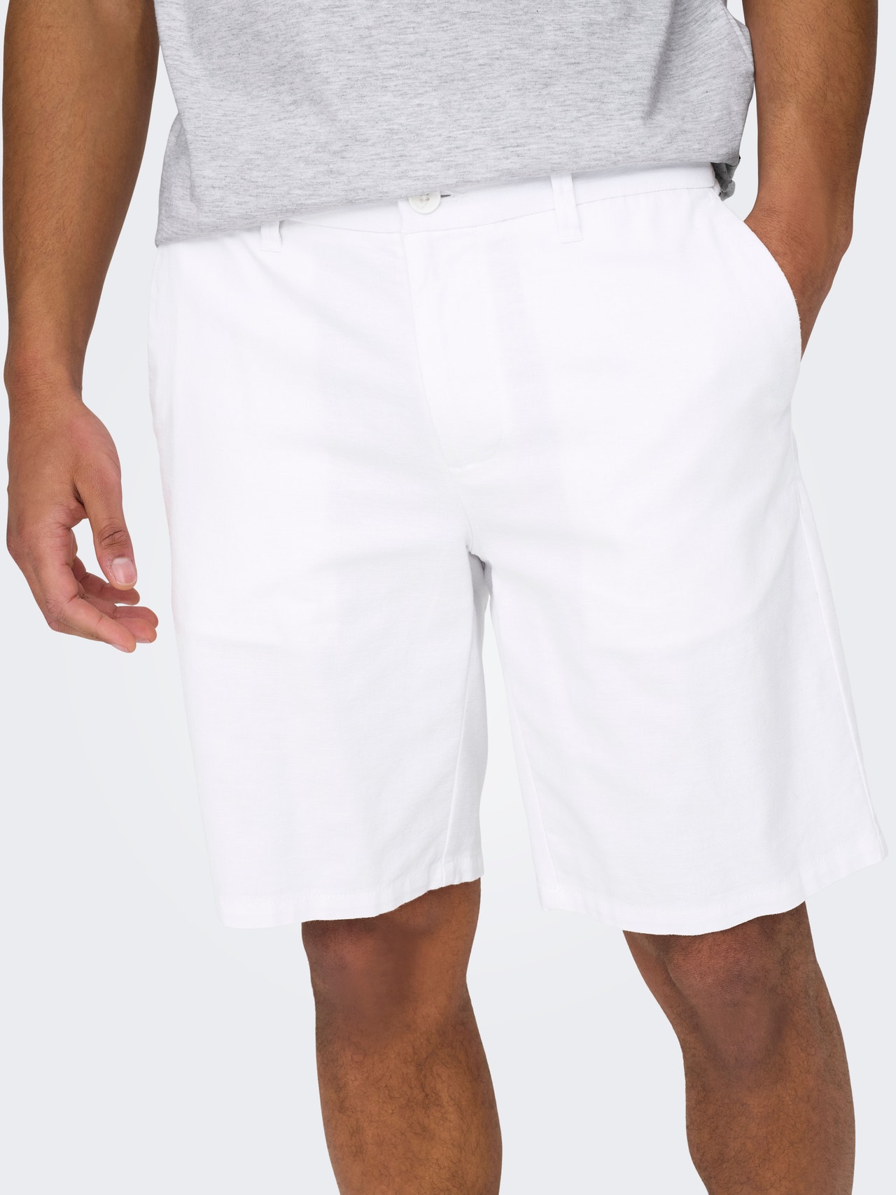 ONLY & SONS Regular Fit Linen Shorts -White - 22024940