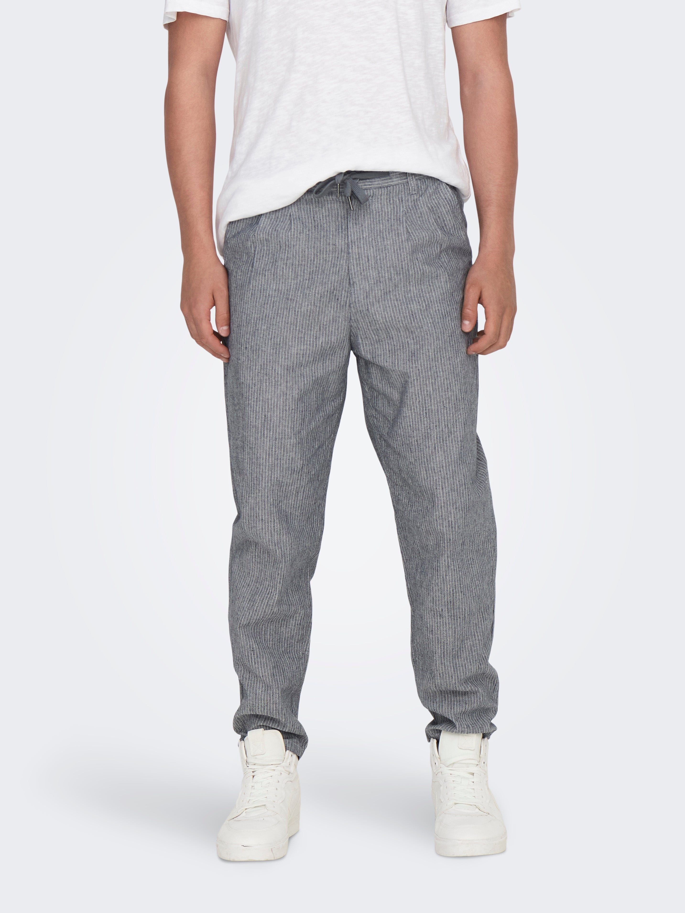 Tapered Fit Trousers  Dark Blue  ONLY  SONS