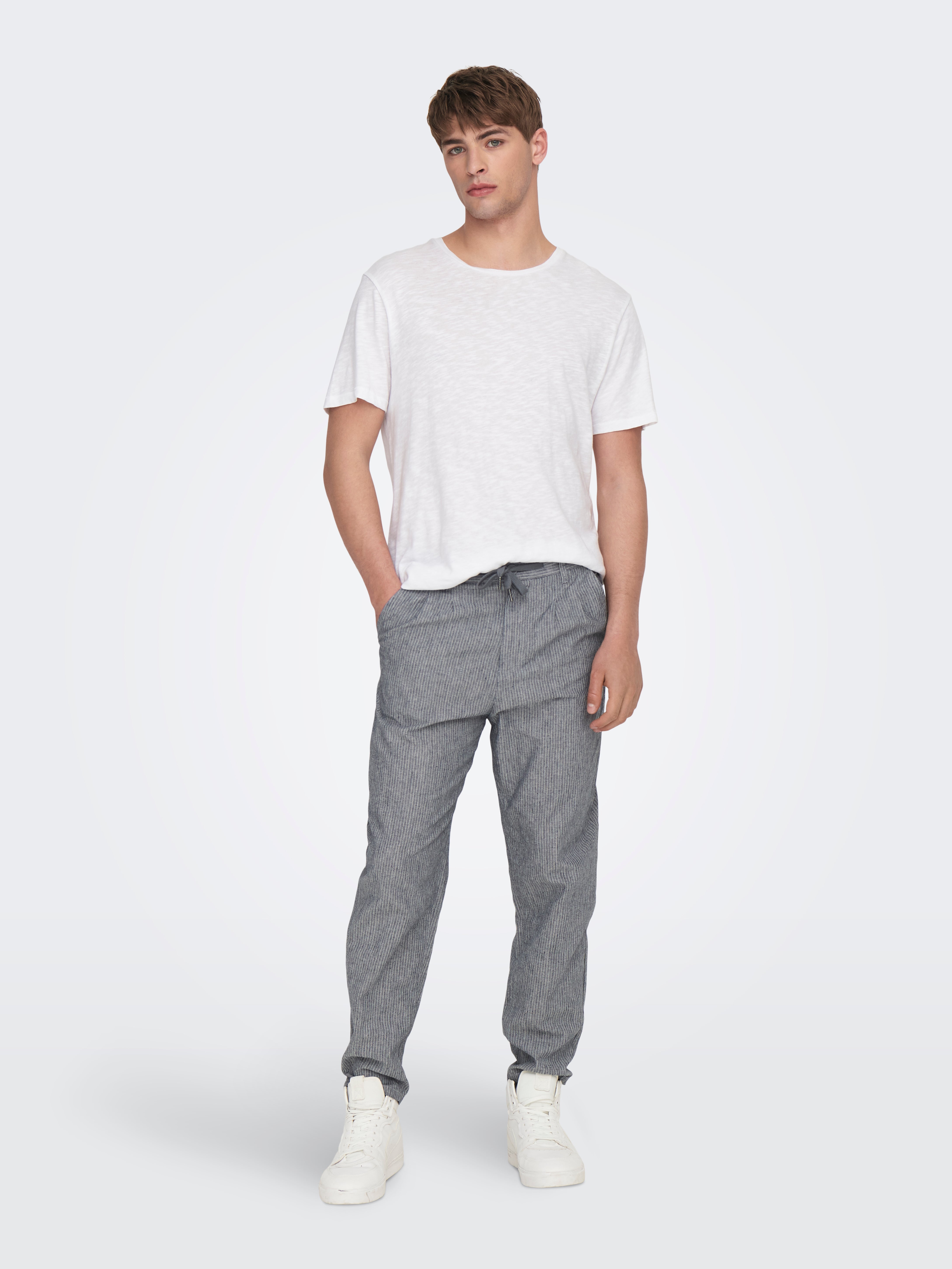 Tapered linen sales trousers mens