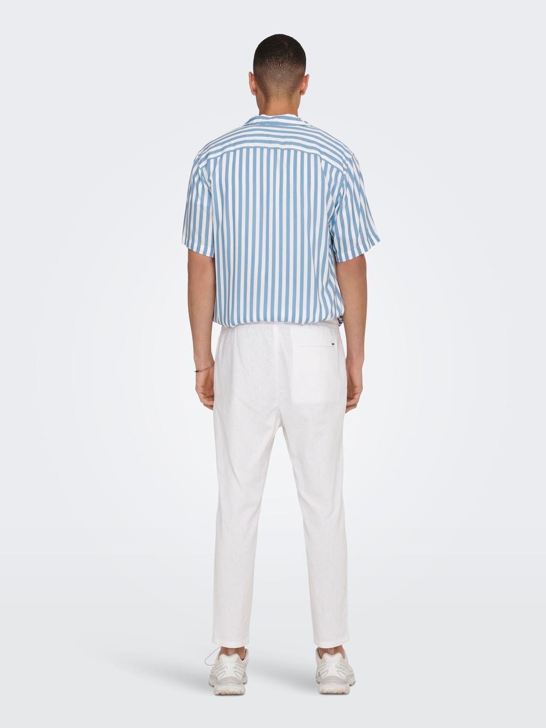 ONLY & SONS ONSLINUS CROP 0007 COT LIN PNT -Bright White - 22024966