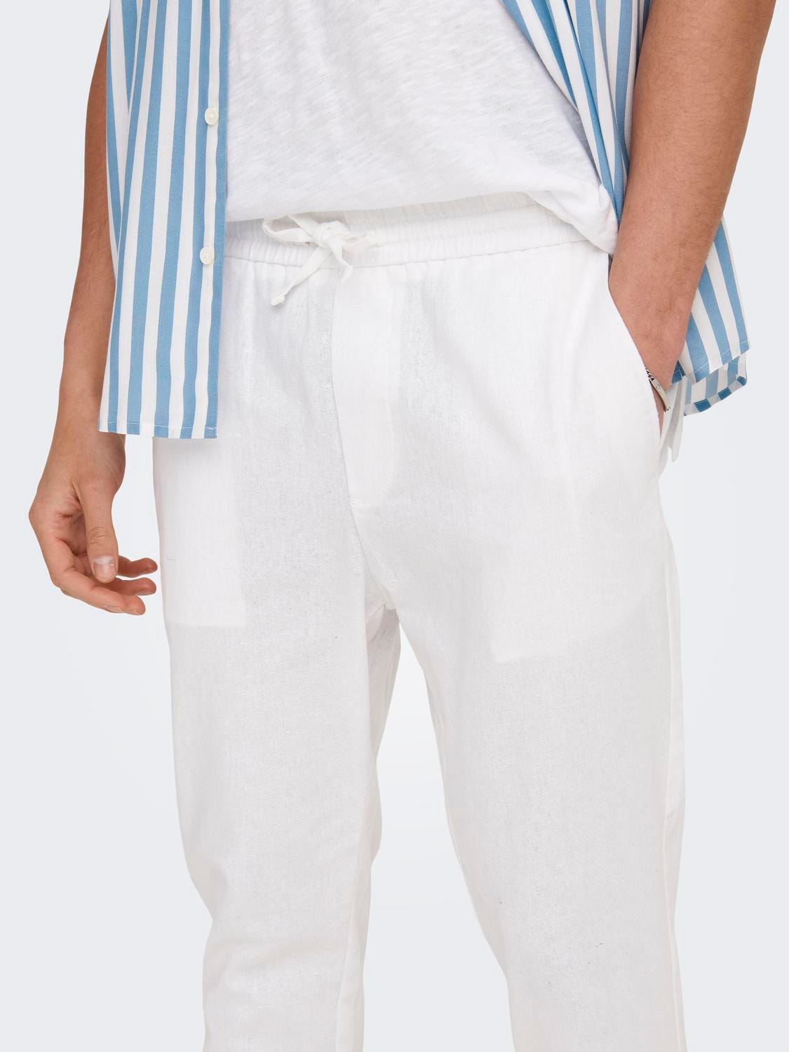 ONLY & SONS Linen pants -Bright White - 22024966