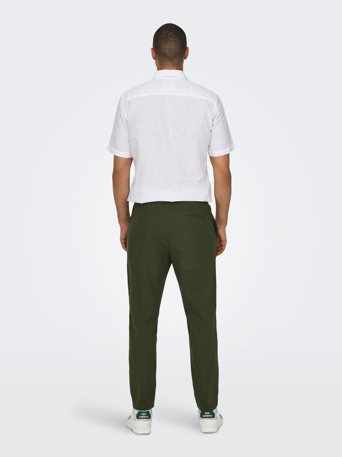 ONLY & SONS ONSLINUS CROP 0007 COT LIN PNT -Olive Night - 22024966