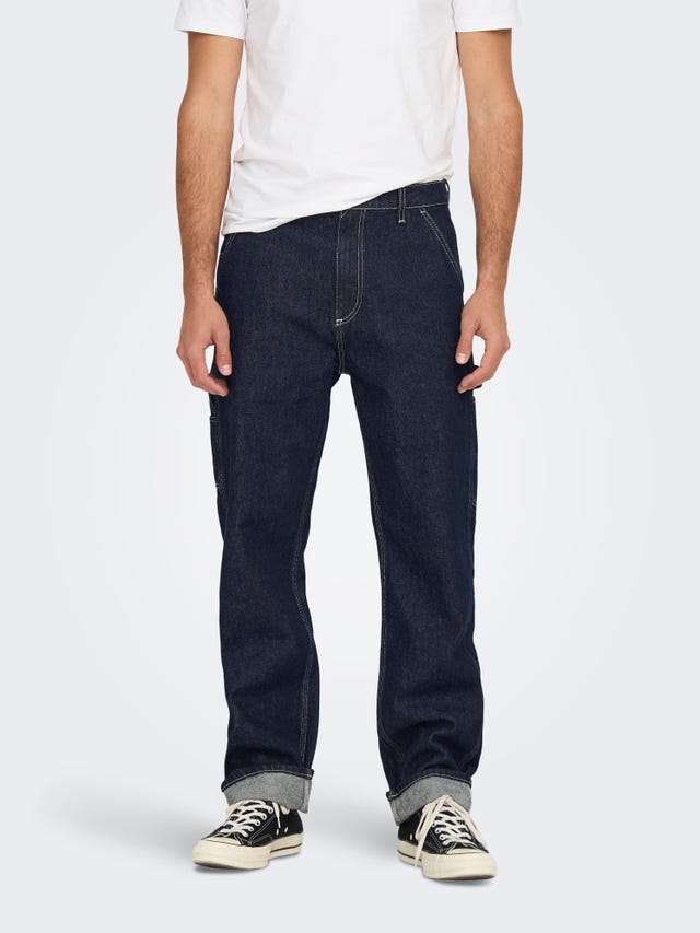 ONLY & SONS ONSEDGE LOOSE CAR D.BLUE 4974 JEANS - 22024974