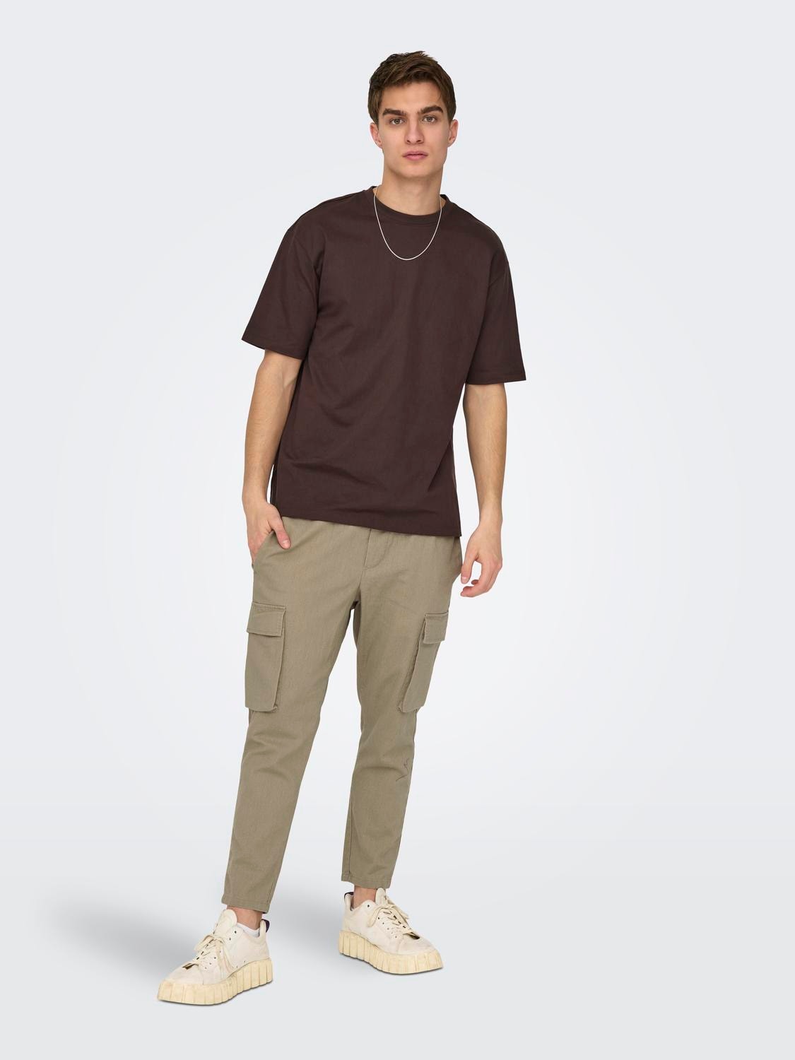 ONLY & SONS Tapered Fit Trousers -Chinchilla - 22024998