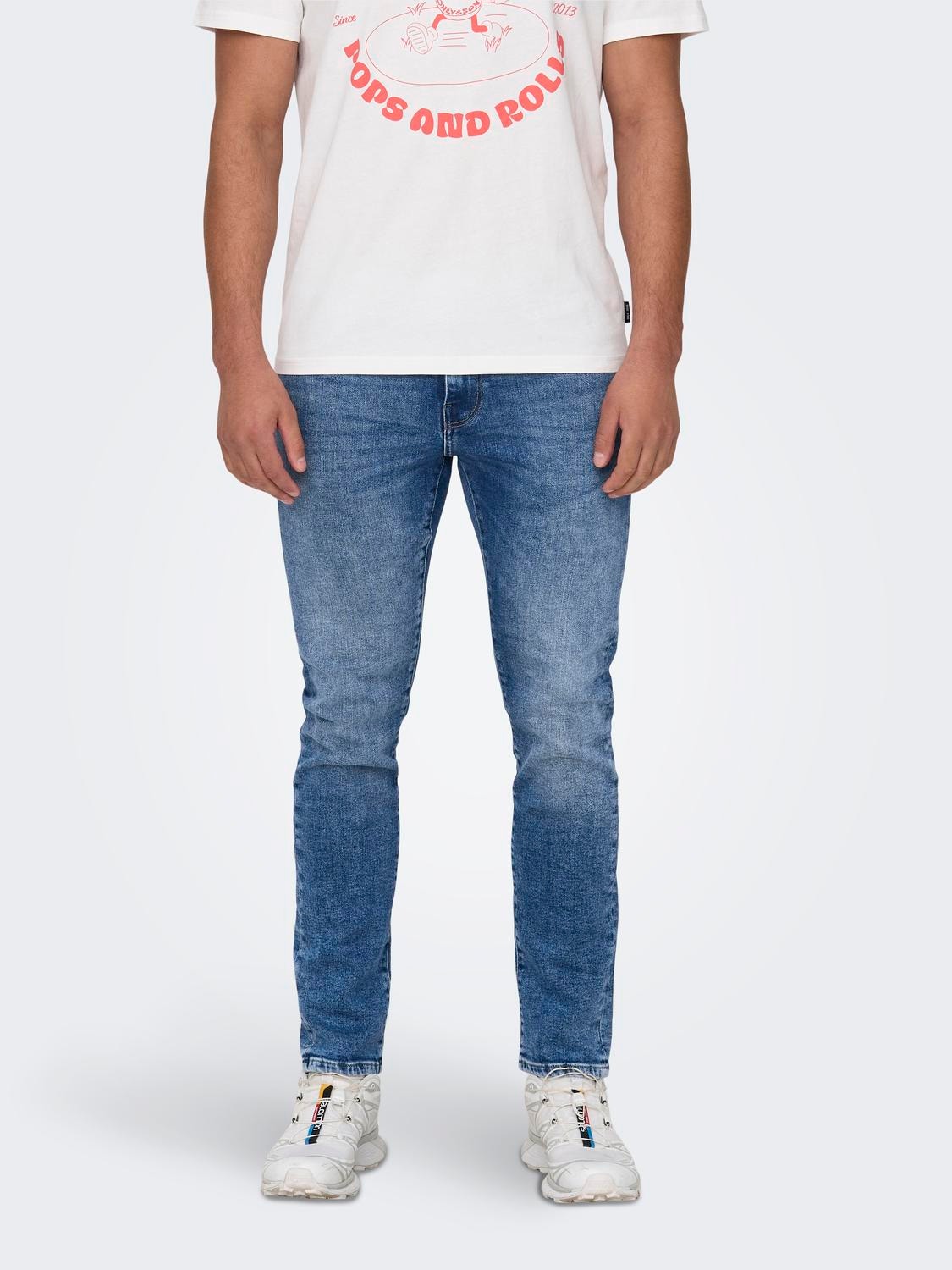 ONLY & SONS Slim Fit Mittlere Taille Jeans -Medium Blue Denim - 22025094