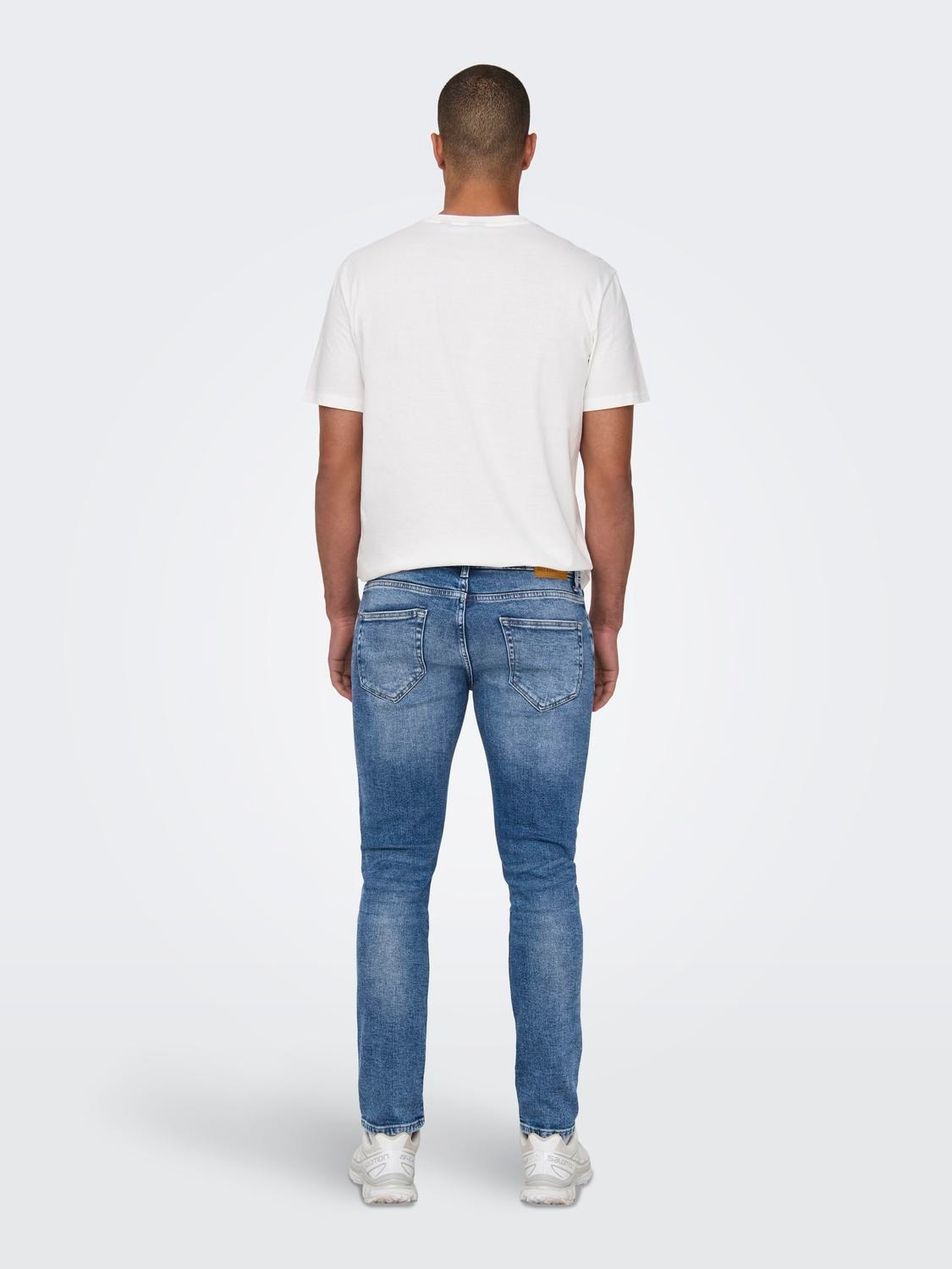 ONLY & SONS Slim Fit Middels høy midje Jeans -Medium Blue Denim - 22025094