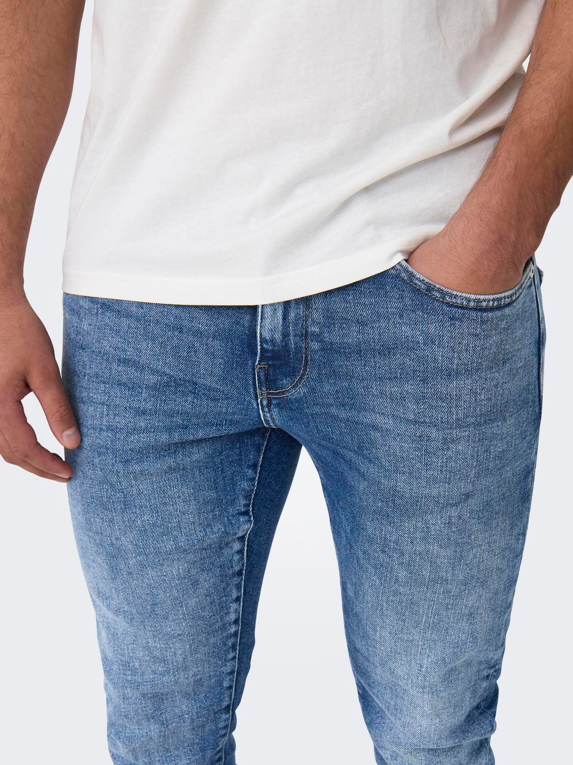 ONLY & SONS Slim Fit Medelhög midja Jeans -Medium Blue Denim - 22025094