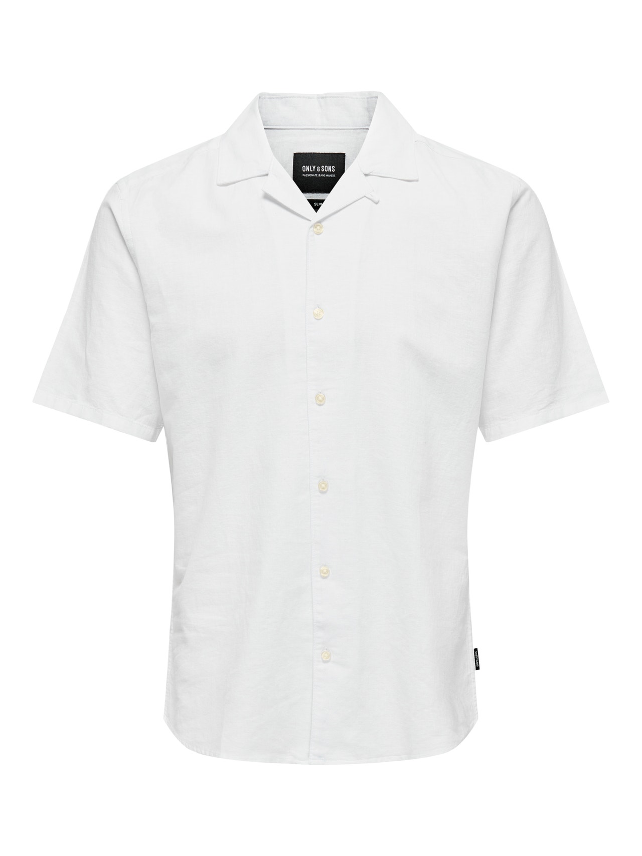 ONLY & SONS Camisas Corte slim Cuello cubano -White - 22025116