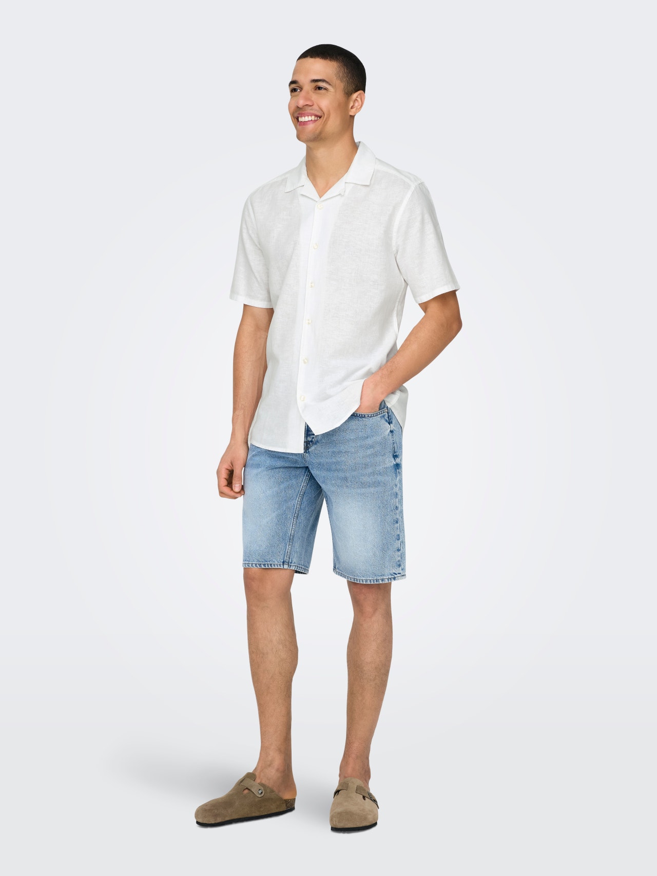 ONLY & SONS Slim Fit Resortkrage Skjorta -White - 22025116