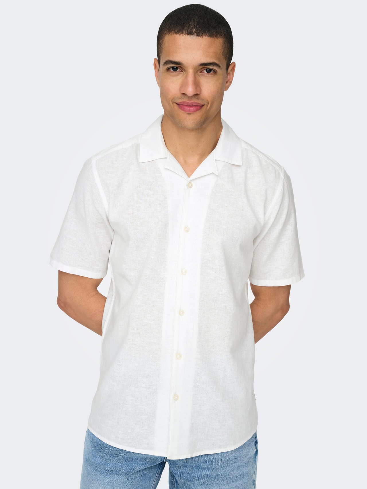 ONLY & SONS Slim fit Resort kraag Overhemd -White - 22025116