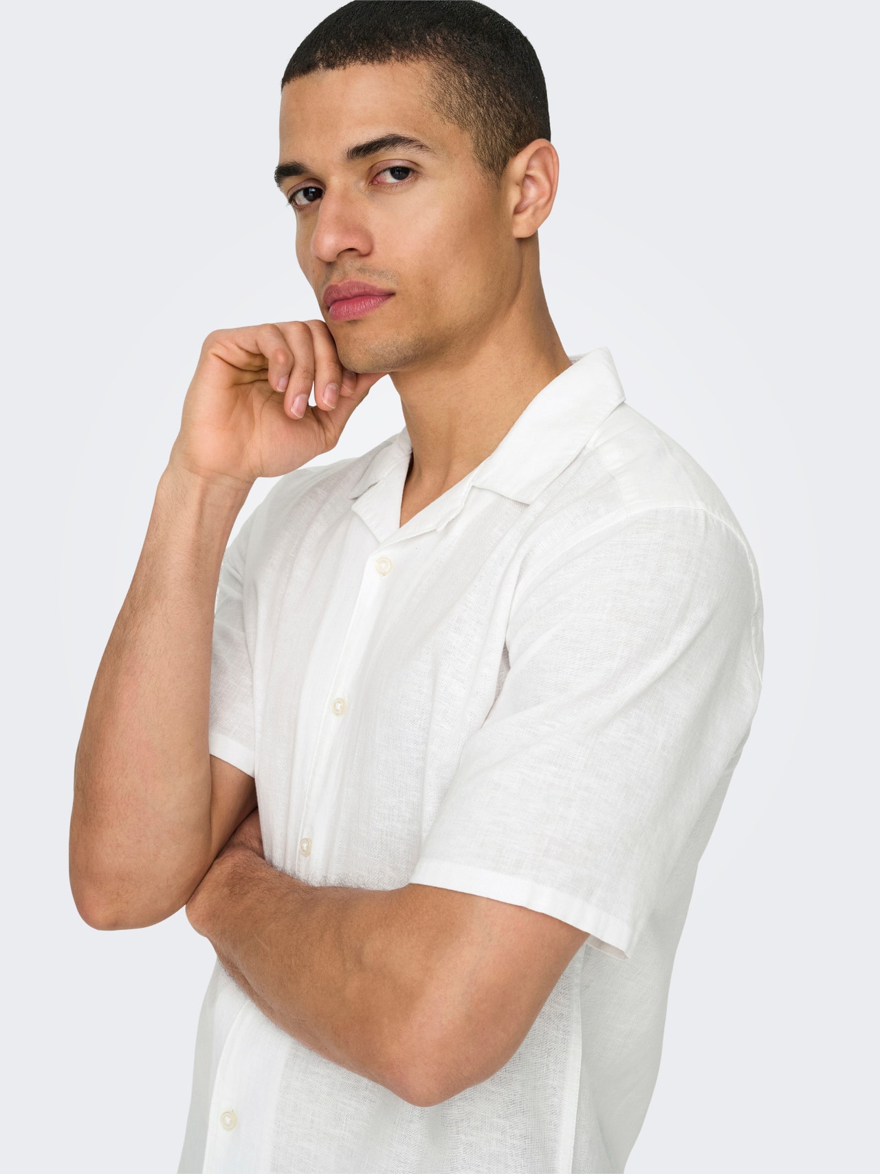 ONLY & SONS Slim fit Resort kraag Overhemd -White - 22025116