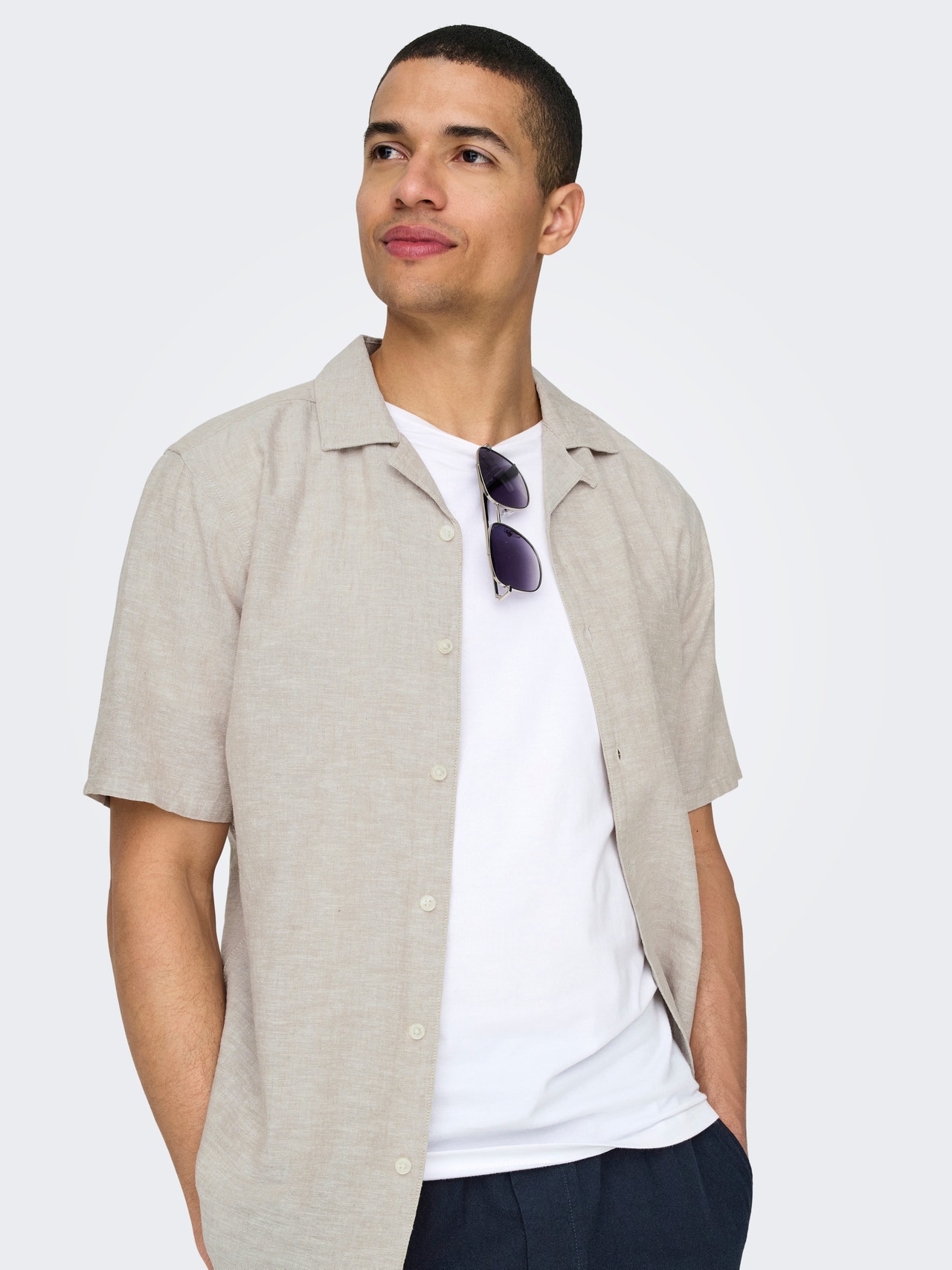 ONLY & SONS Slim fit Resort kraag Overhemd -Chinchilla - 22025116