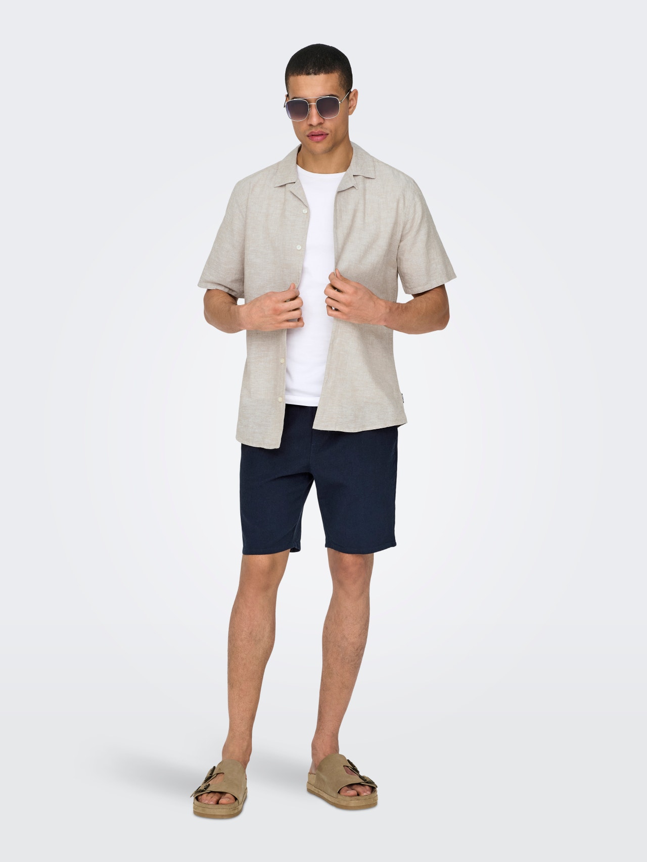 ONLY & SONS Slim Fit Resort collar Shirt -Chinchilla - 22025116