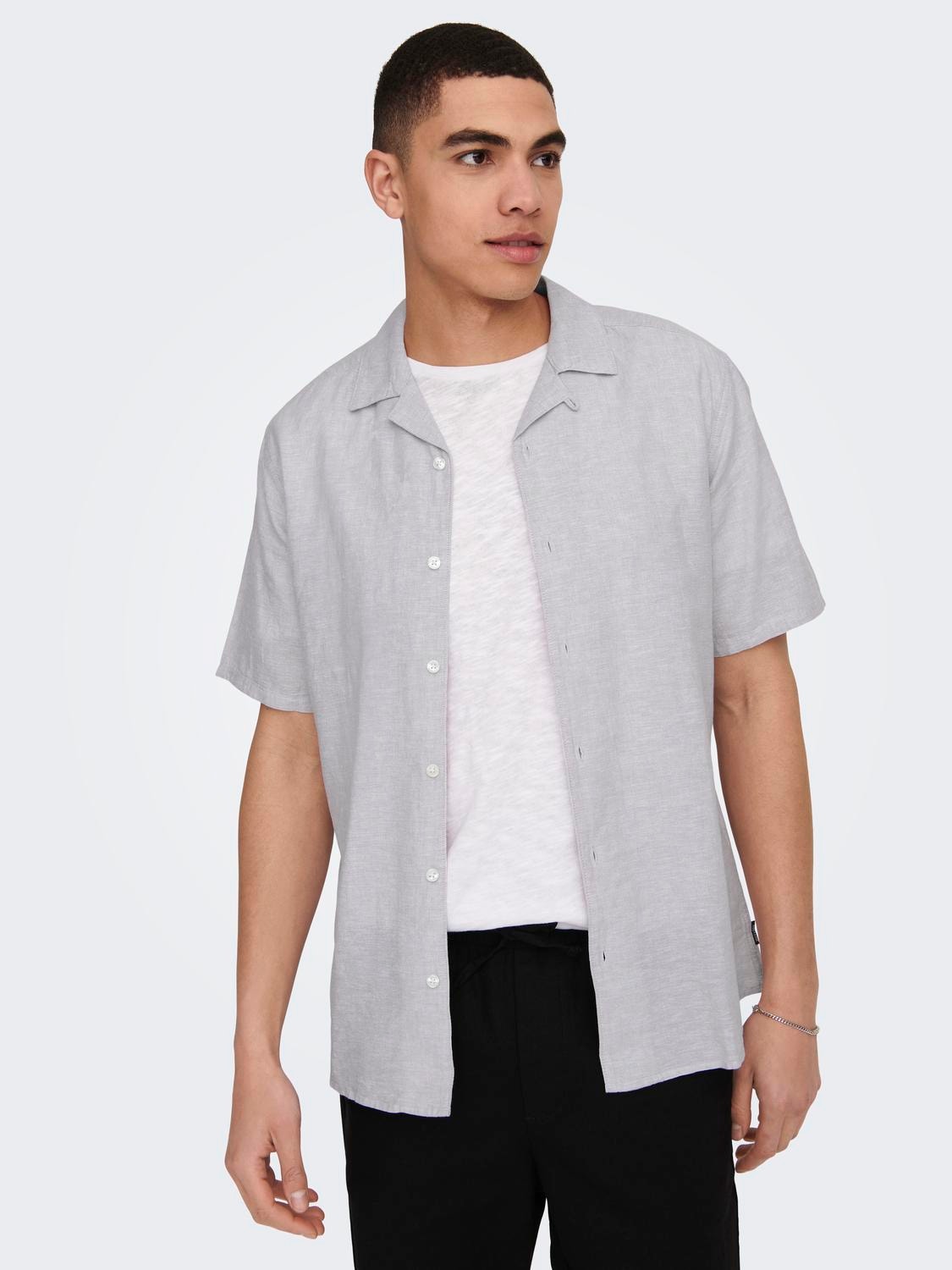 ONLY & SONS Slim Fit Resort collar Shirt -Nirvana - 22025116