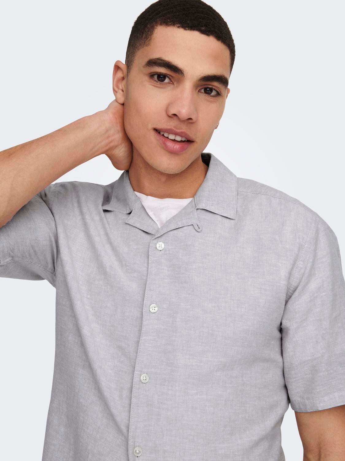 Slim Fit Resort collar Shirt, Light Grey