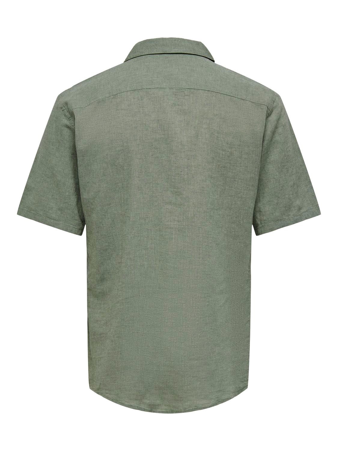 ONLY & SONS Slim Fit Resort collar Shirt -Swamp - 22025116