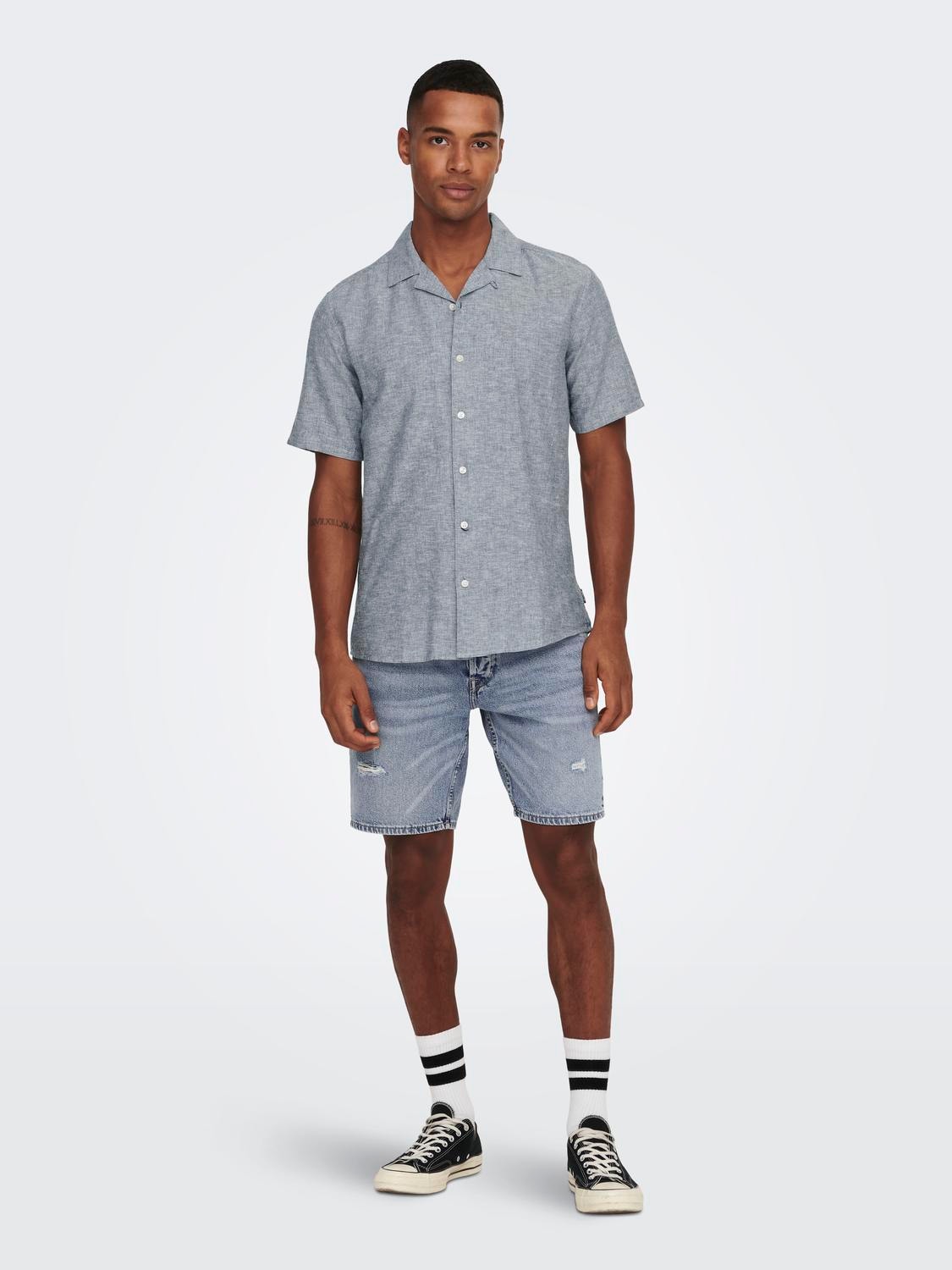 ONLY & SONS Slim Fit Resort-krage Skjorte -Dress Blues - 22025116