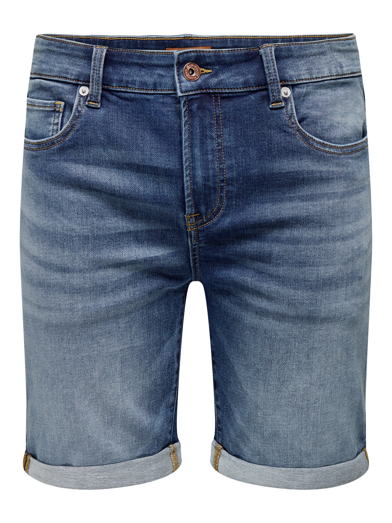 ONLY & SONS Normal geschnitten Mittlere Taille Shorts -Dark Medium Blue Denim - 22025141