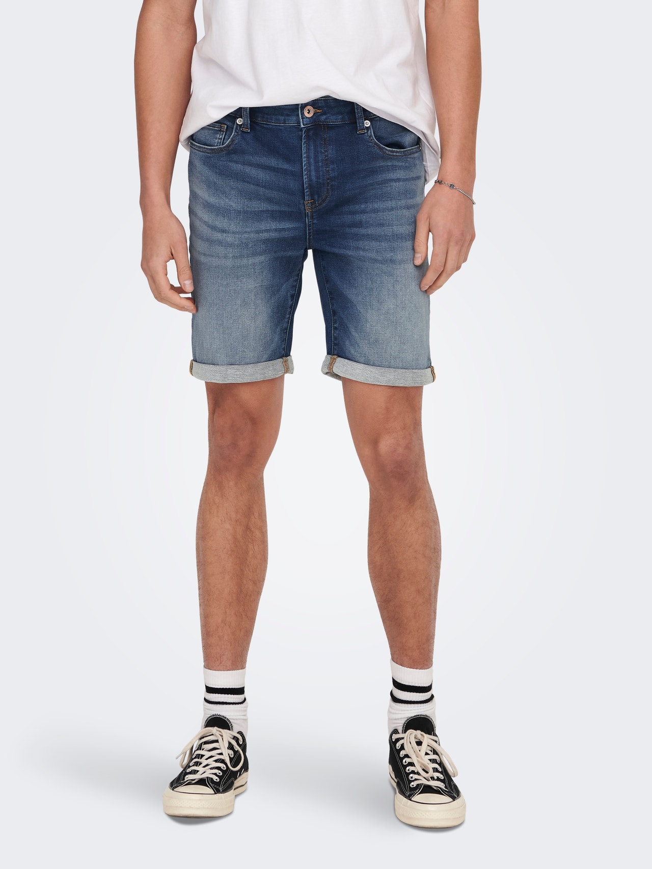 ONLY & SONS Regular Fit Mid waist Shorts -Dark Medium Blue Denim - 22025141