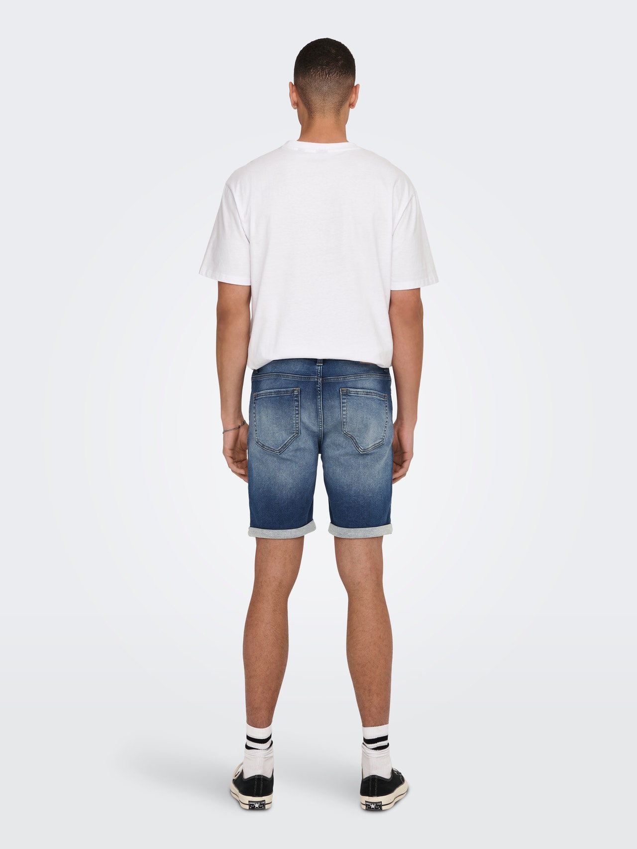 ONLY & SONS Normal geschnitten Mittlere Taille Shorts -Dark Medium Blue Denim - 22025141