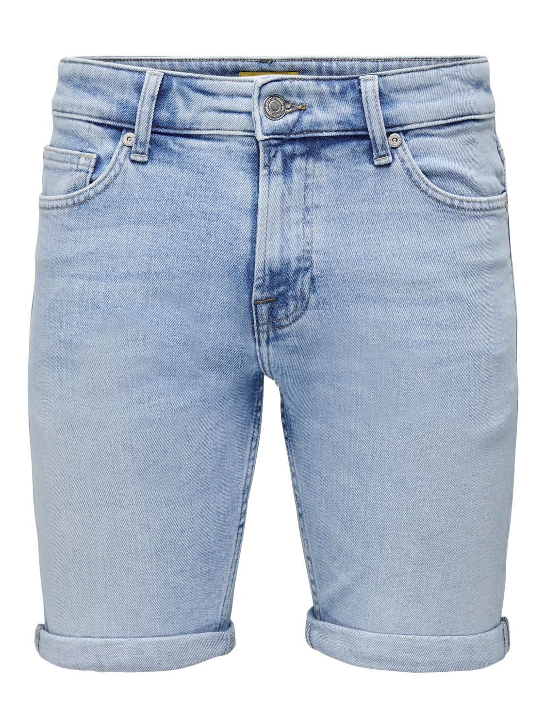 ONLY & SONS Regular Fit Middels høy midje Shorts -Light Blue Denim - 22025189