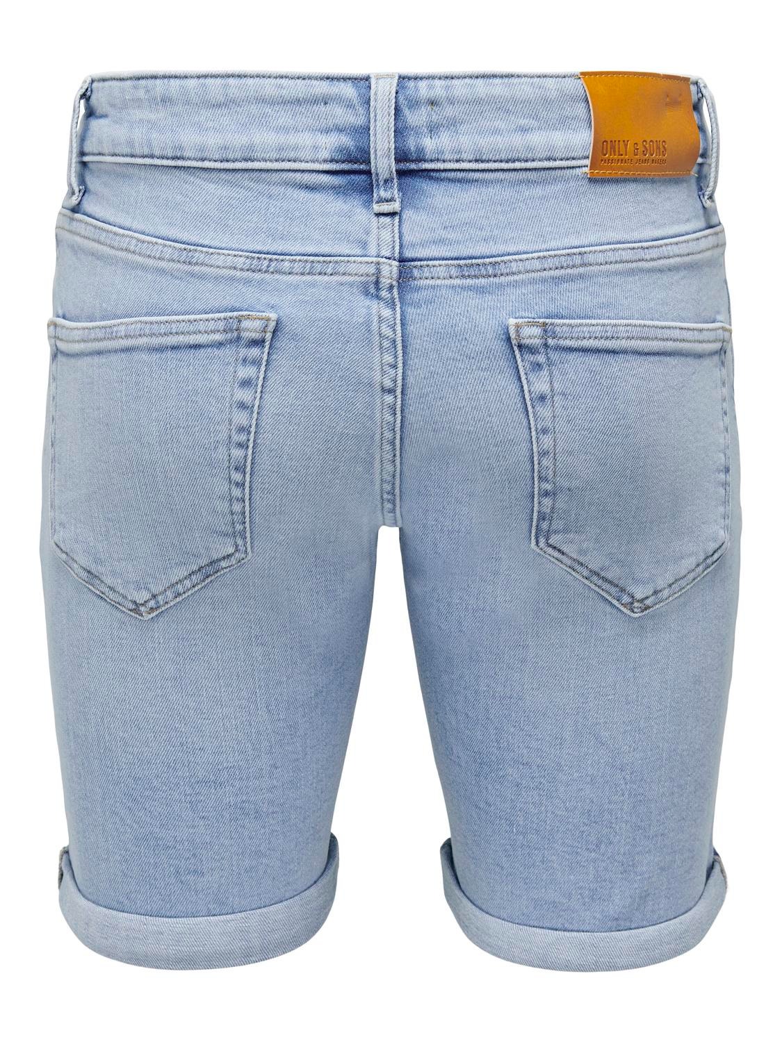 ONLY & SONS Regular Fit Mid waist Shorts -Light Blue Denim - 22025189