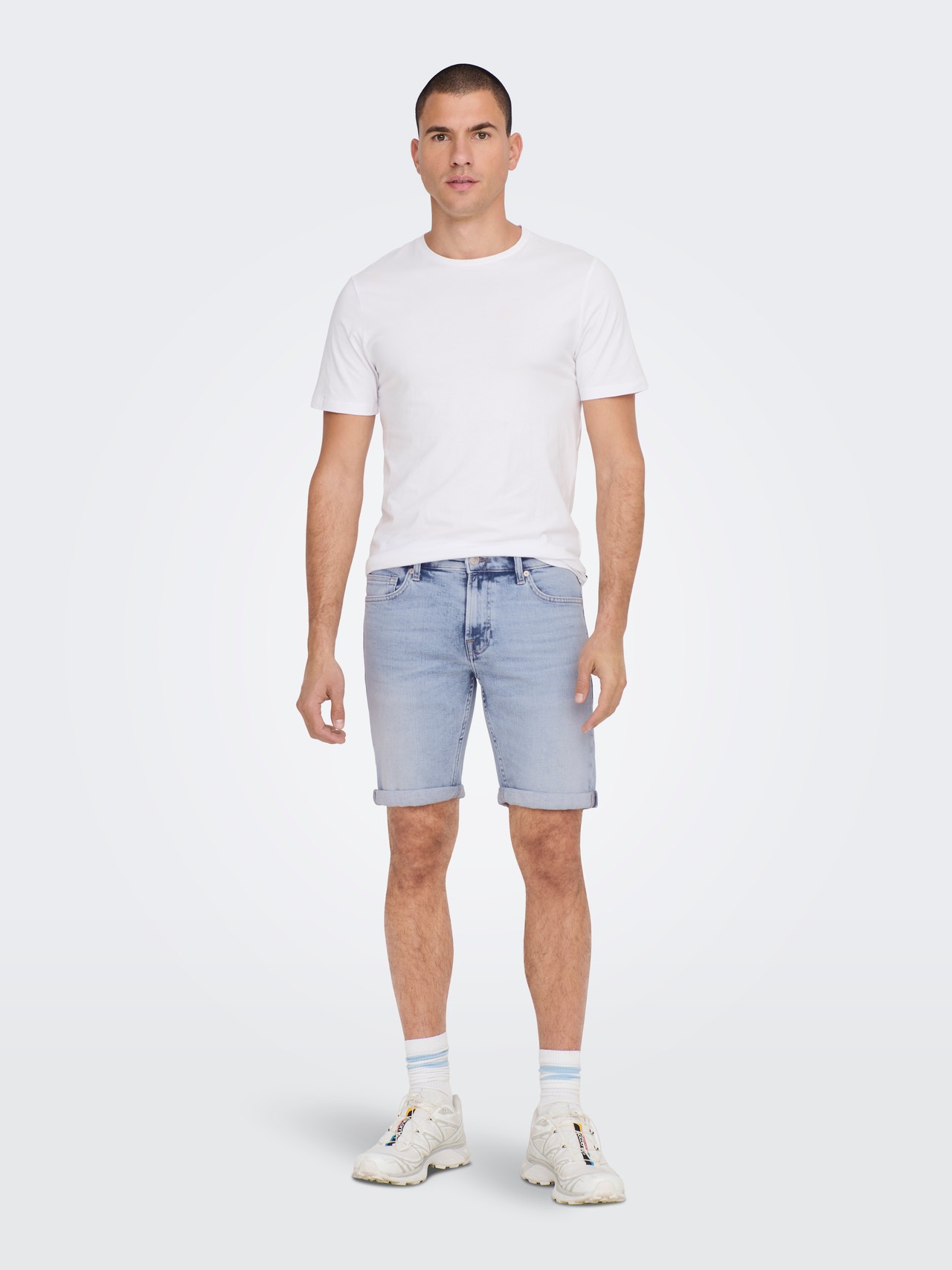 ONLY & SONS Normal geschnitten Mittlere Taille Shorts -Light Blue Denim - 22025189