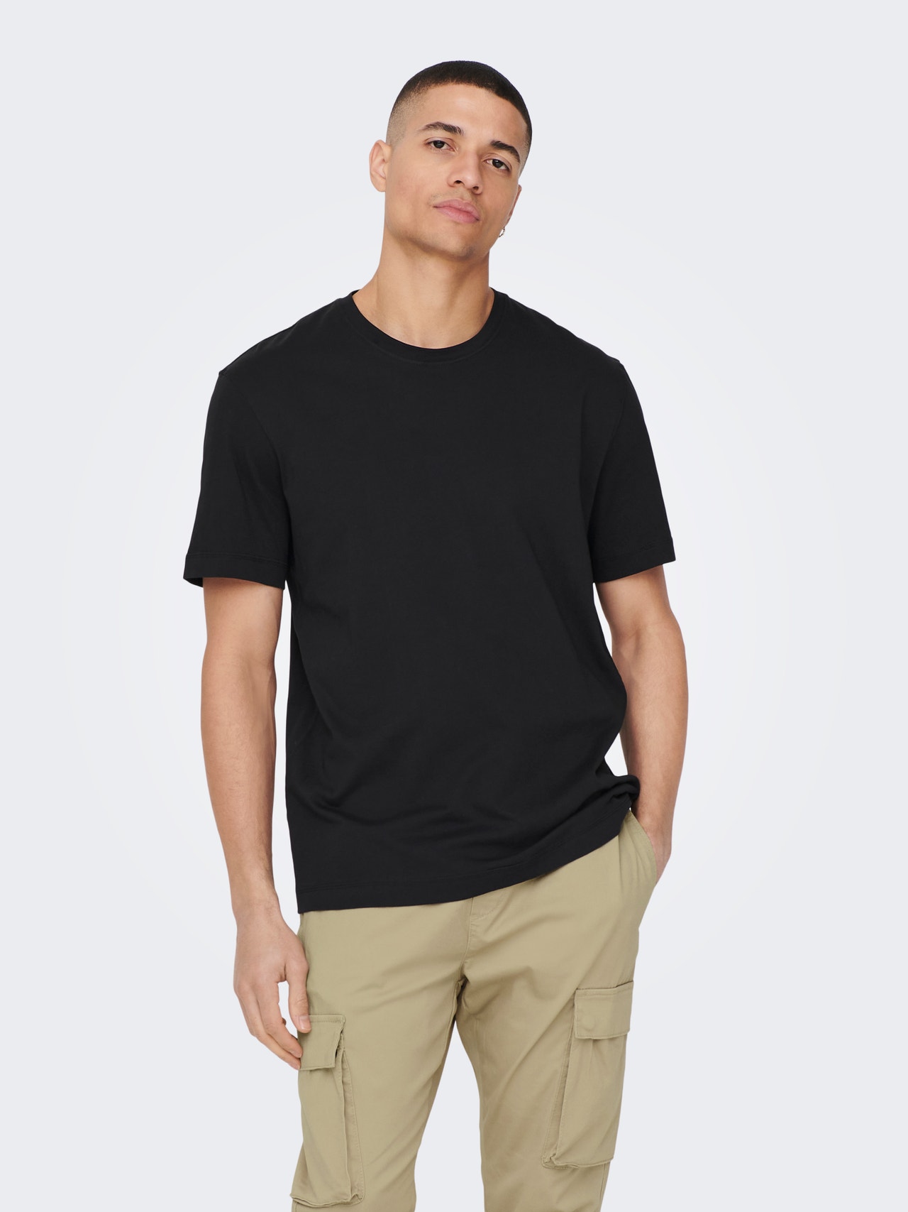 ONLY & SONS Normal passform O-ringning T-shirt -Black - 22025208