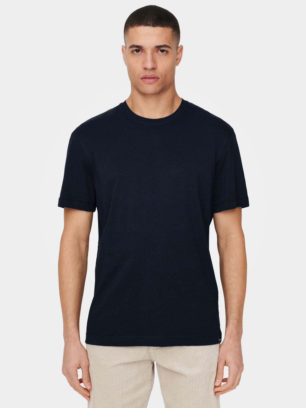 ONLY & SONS Regular Fit Round Neck T-Shirt -Dark Navy - 22025208