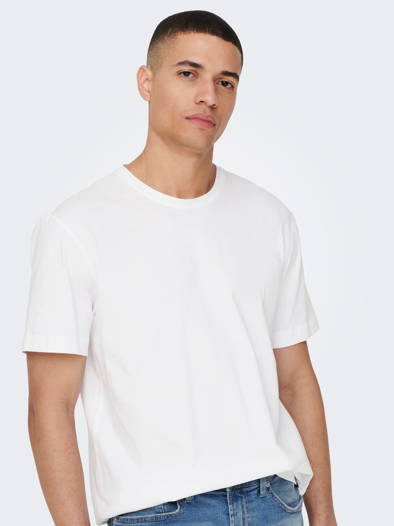 ONLY & SONS Regular Fit O-hals T-skjorte -White - 22025208