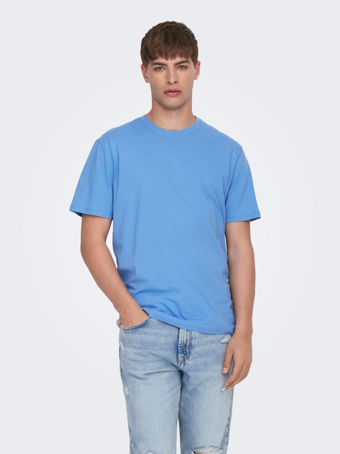 ONLY & SONS Normal passform O-ringning T-shirt -Marina - 22025208