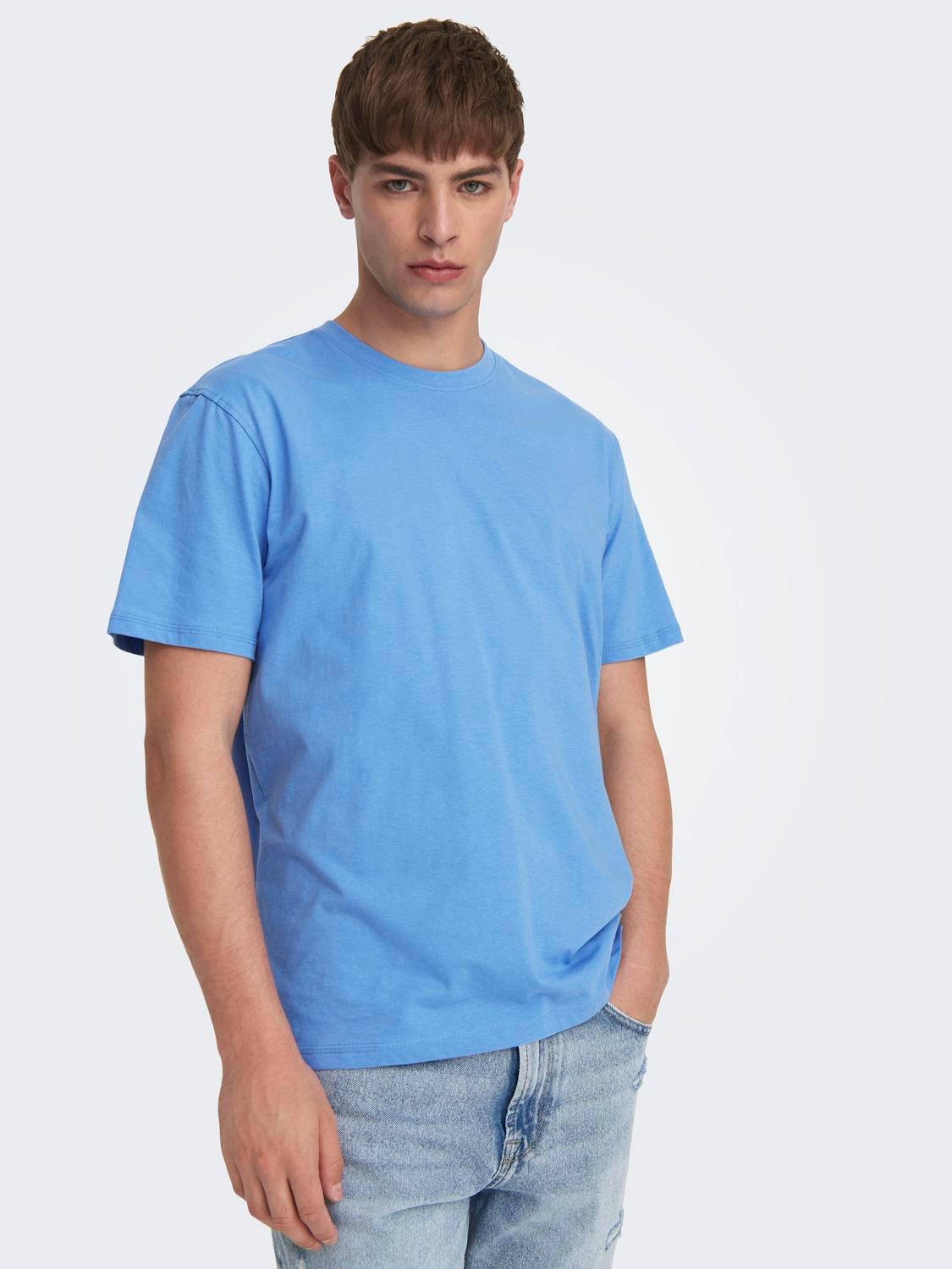 ONLY & SONS T-shirts Regular Fit Col rond -Marina - 22025208