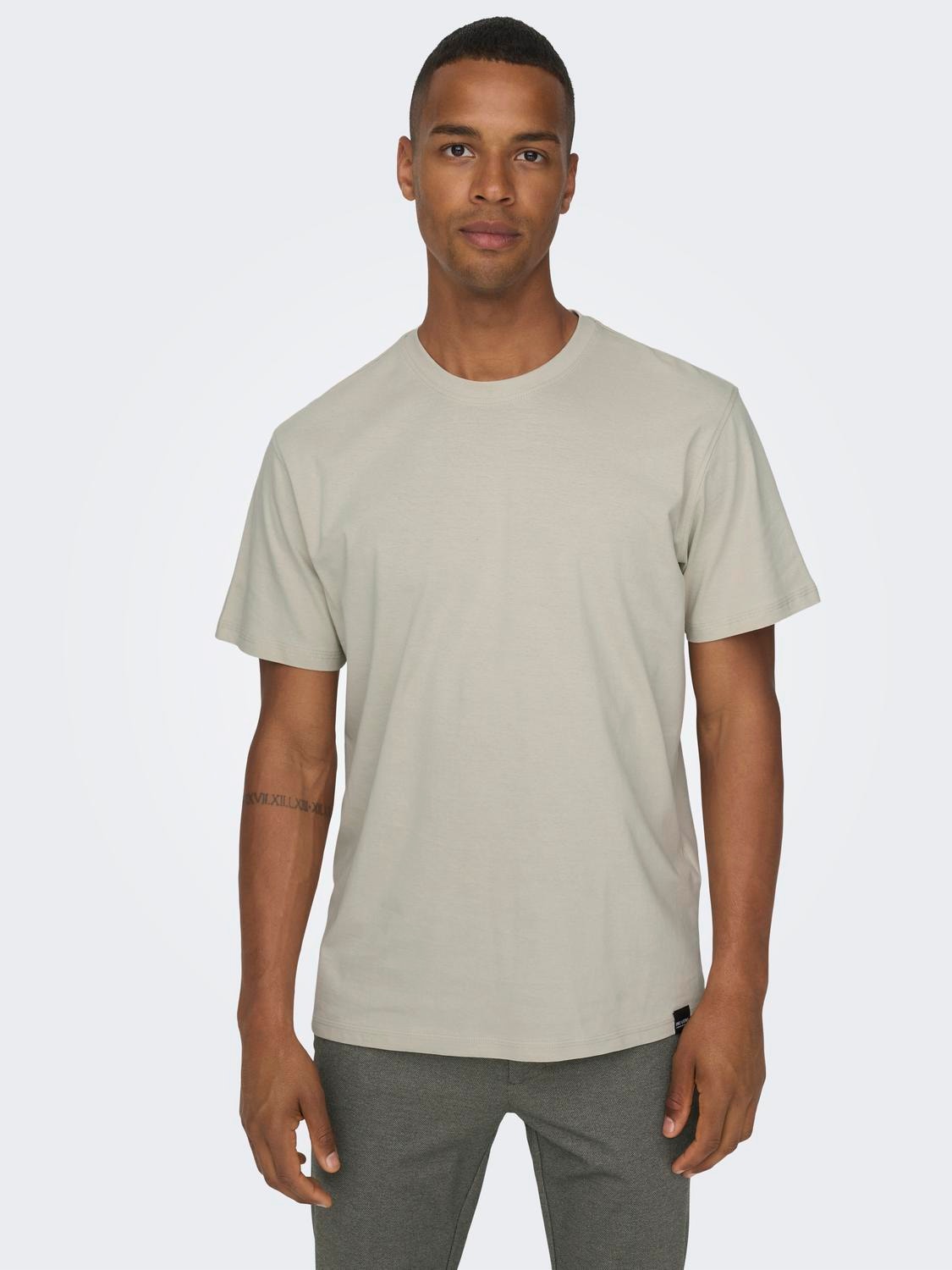 ONLY & SONS O-hals t-shirt -Silver Lining - 22025208