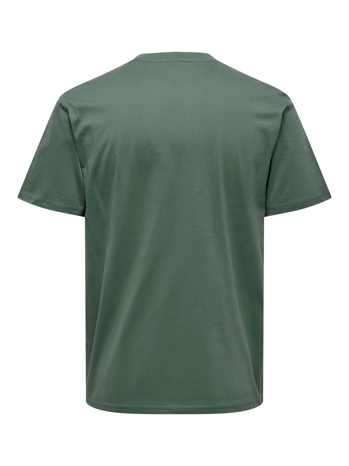 ONLY & SONS Normal geschnitten Rundhals T-Shirt -Dark Forest - 22025208