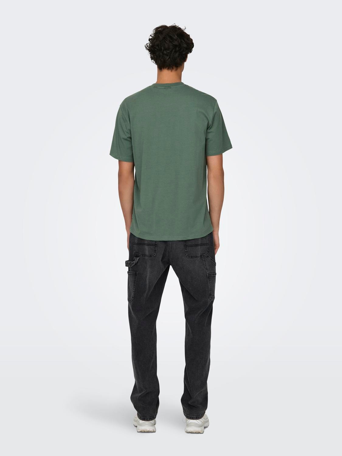 ONLY & SONS T-shirts Regular Fit Col rond -Dark Forest - 22025208