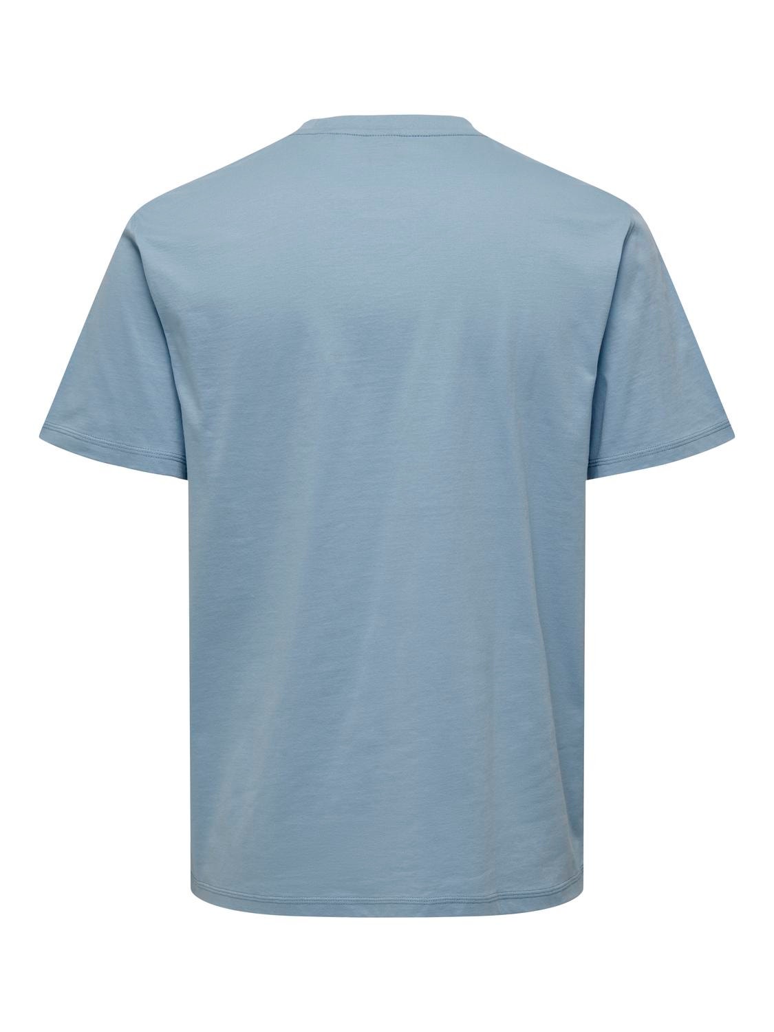 ONLY & SONS Regular Fit Round Neck T-Shirt -Glacier Lake - 22025208