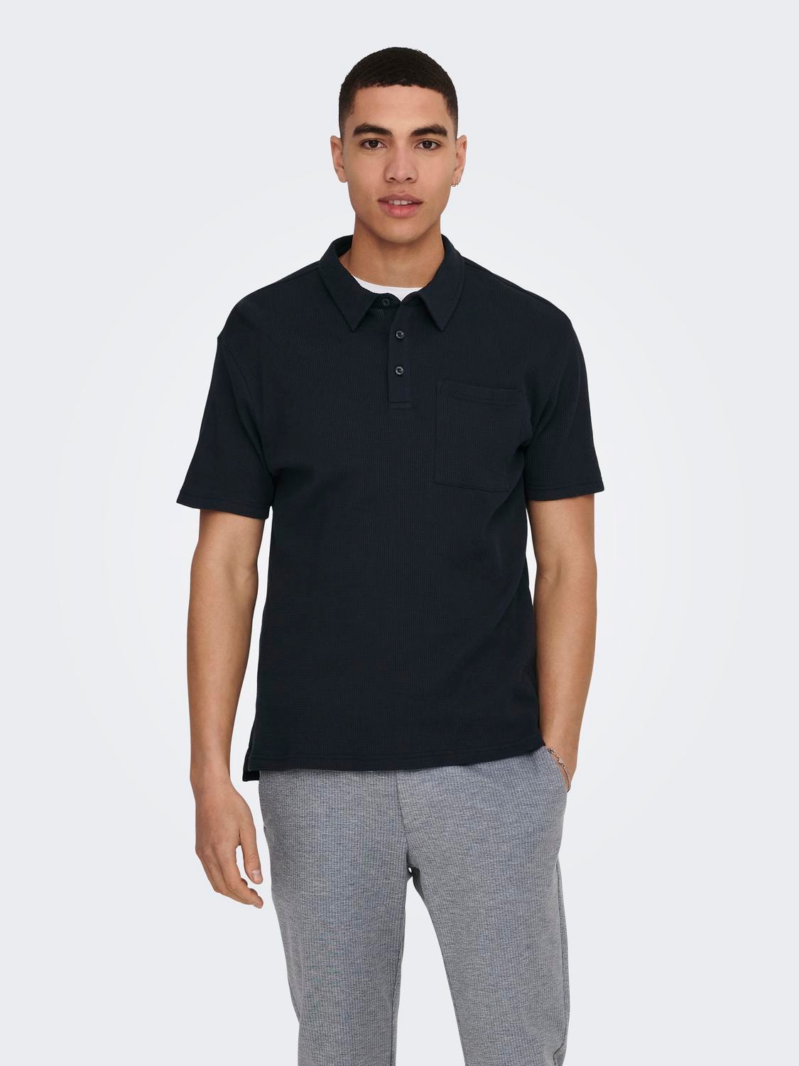 ONLY & SONS Polo med brystlomme -Dark Navy - 22025276
