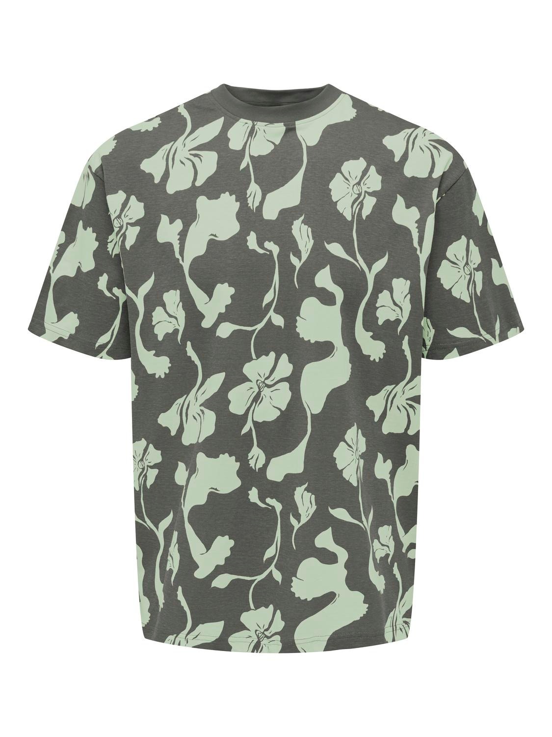 ONLY & SONS O-hals t-shirt med print -Castor Gray - 22025278