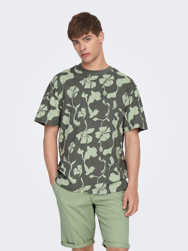 ONLY & SONS O-hals t-shirt with print - 22025278